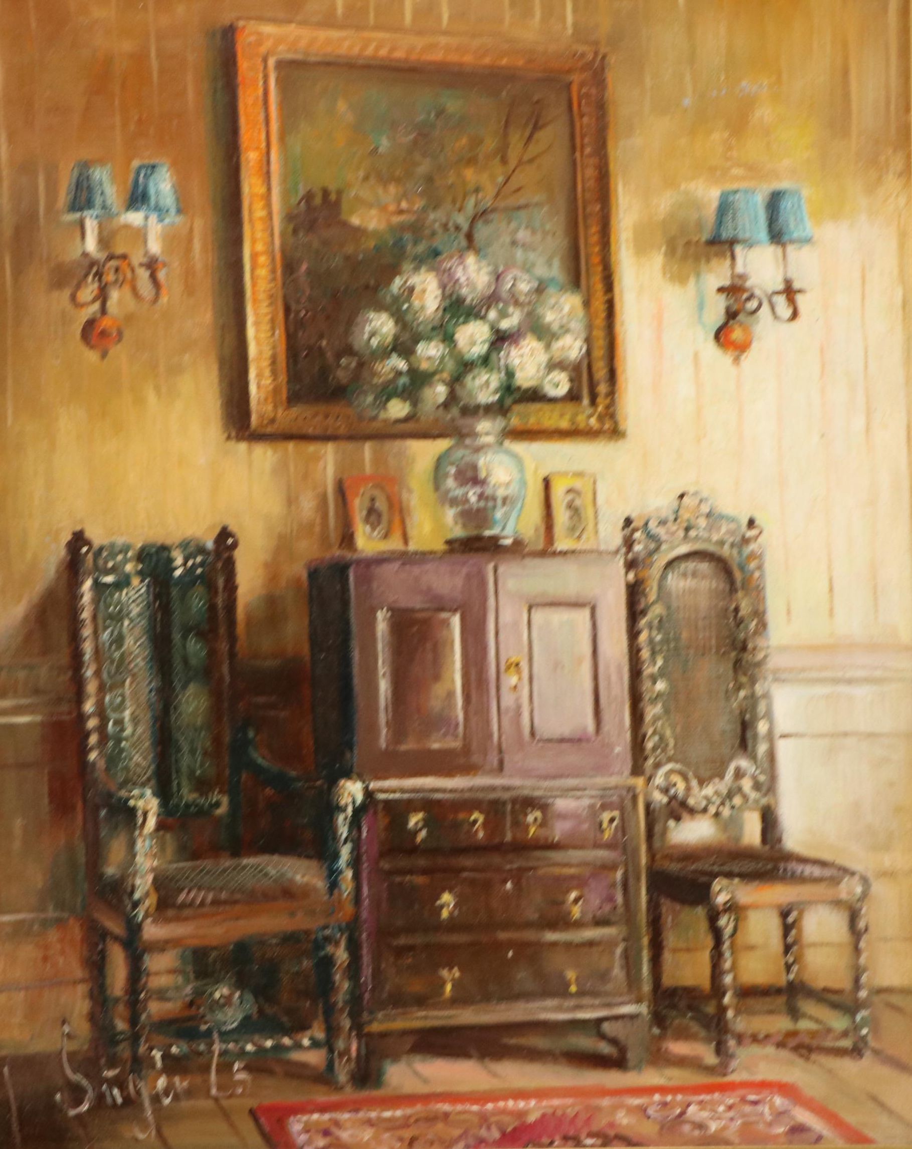 Zsuzsanna Suger Interior Scene Oil Painting
