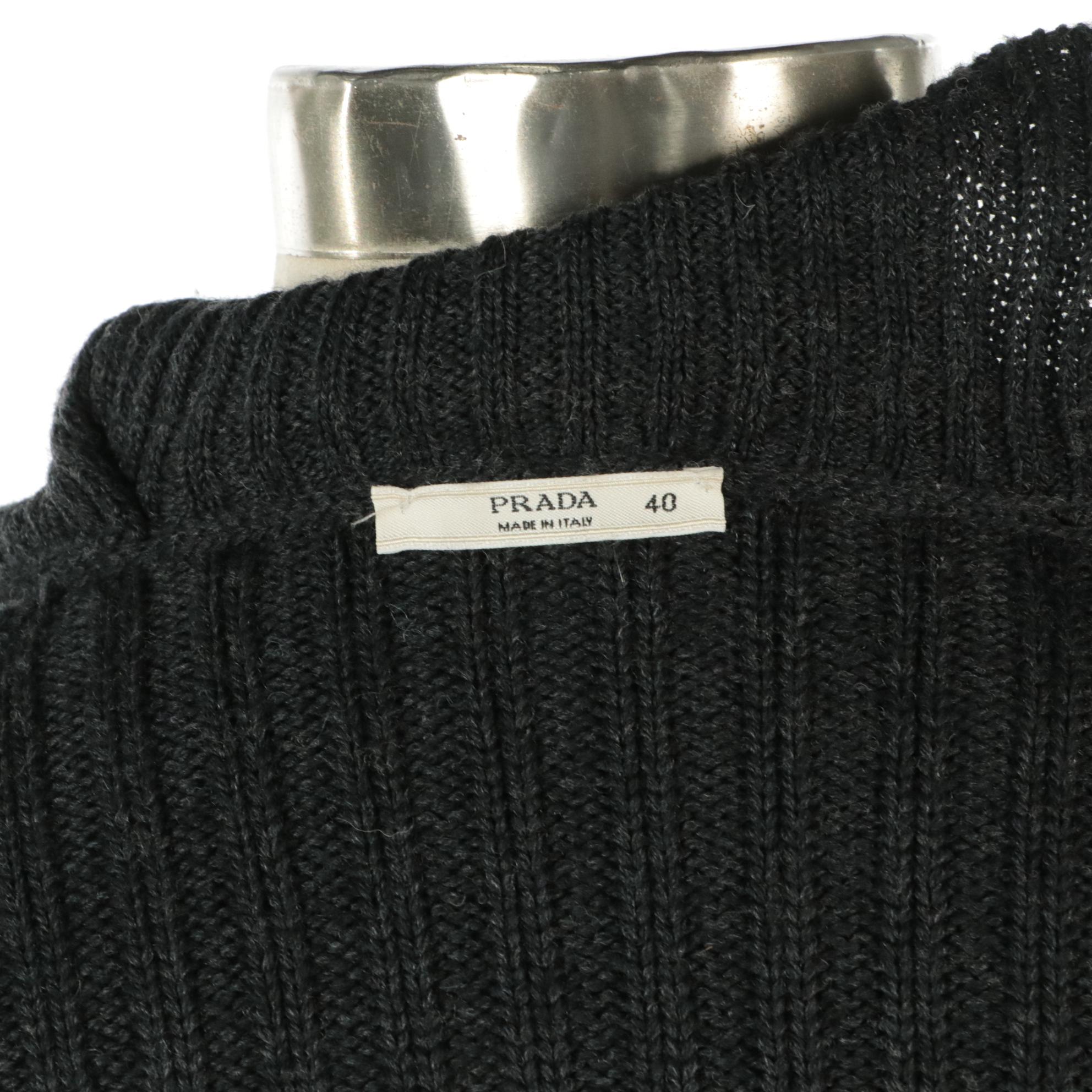 Prada Ruffled Wool Knit Double-Breasted Cardigan Sweater