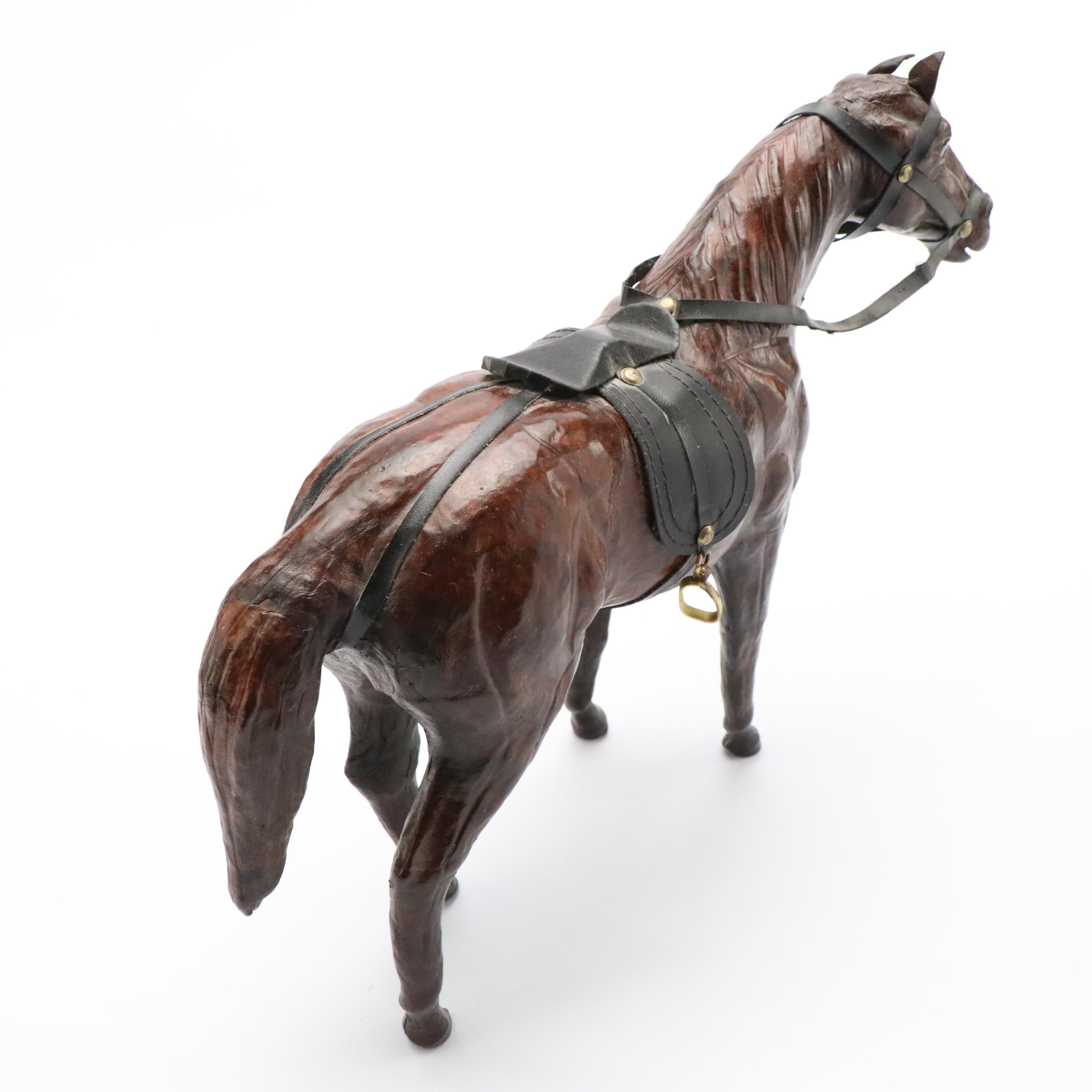 Leather-Wrapped Wood Horse