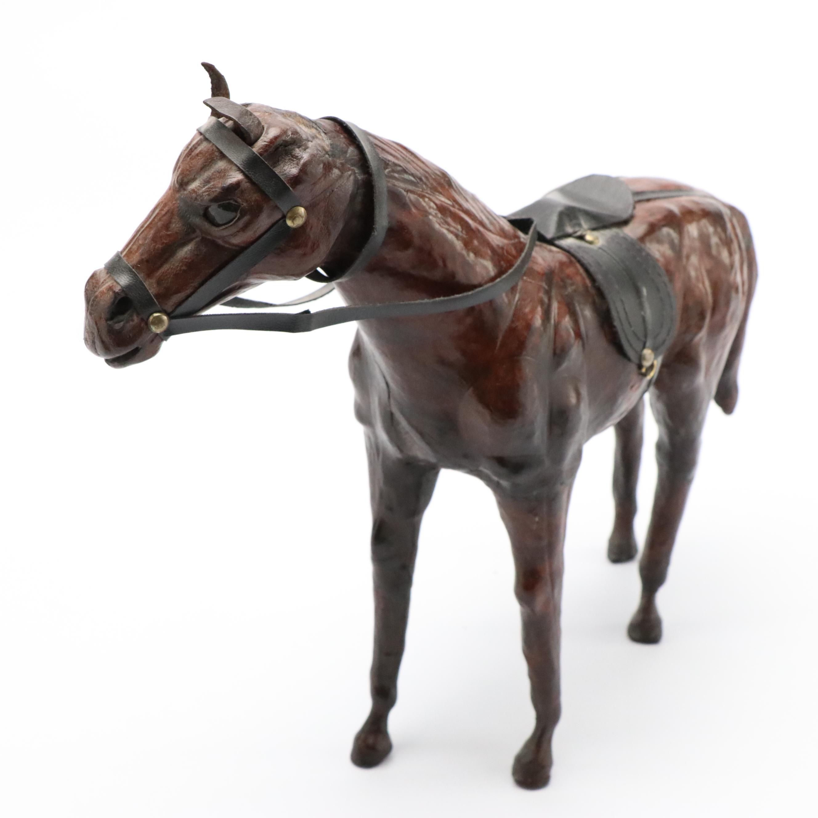 Leather-Wrapped Wood Horse