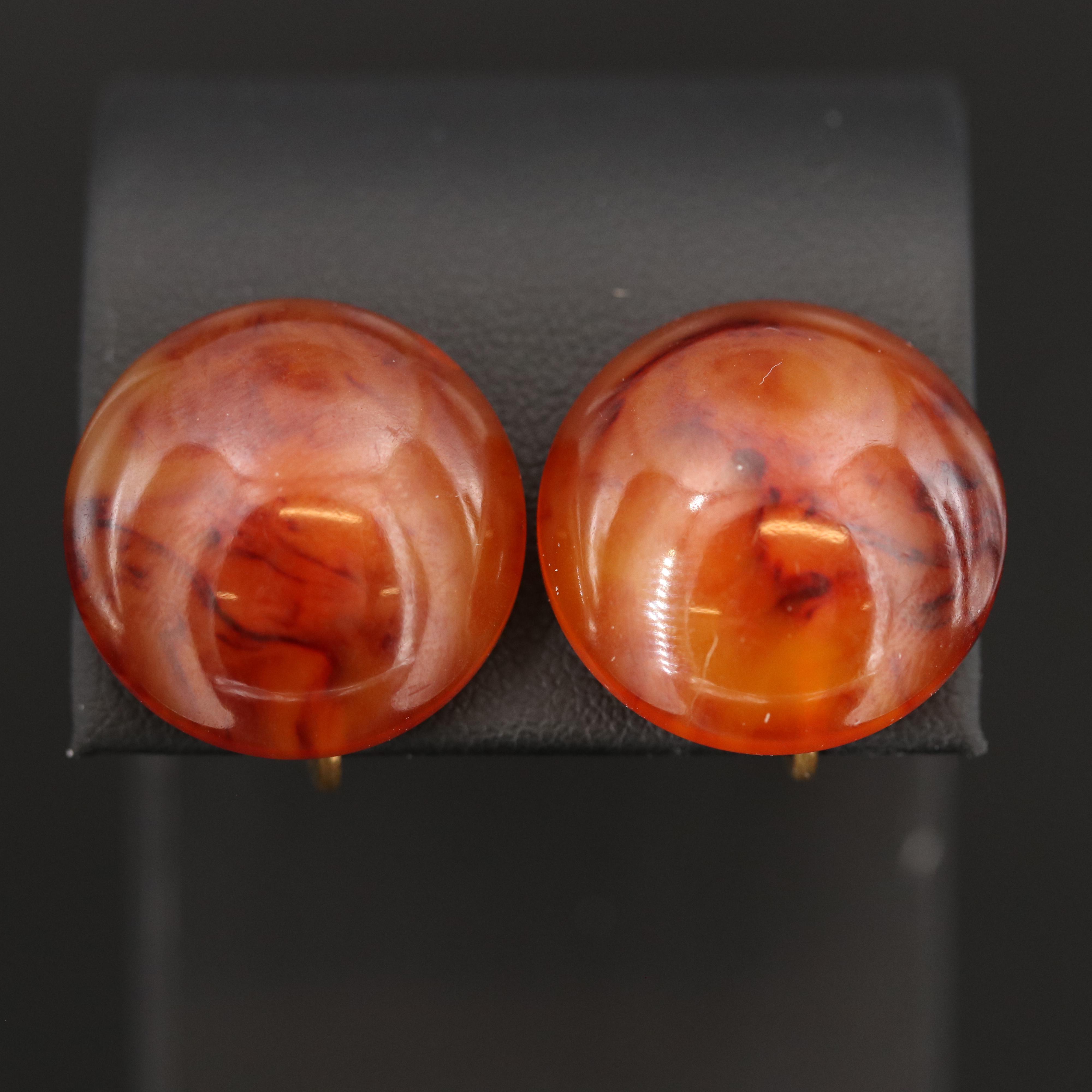 Vintage Bakelite Button Earrings