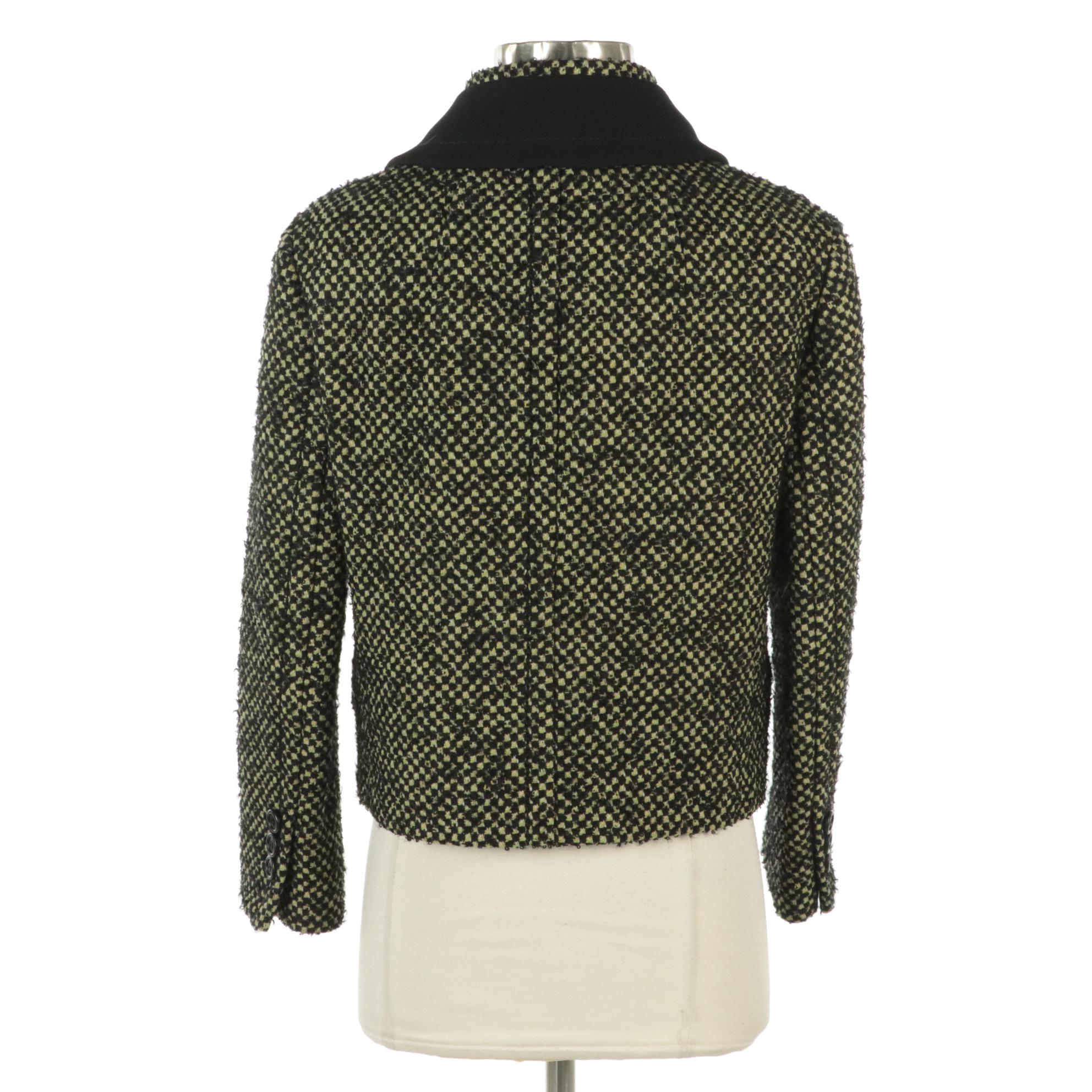 Prada Bouclé Wool Blend Button-Front Cropped Jacket