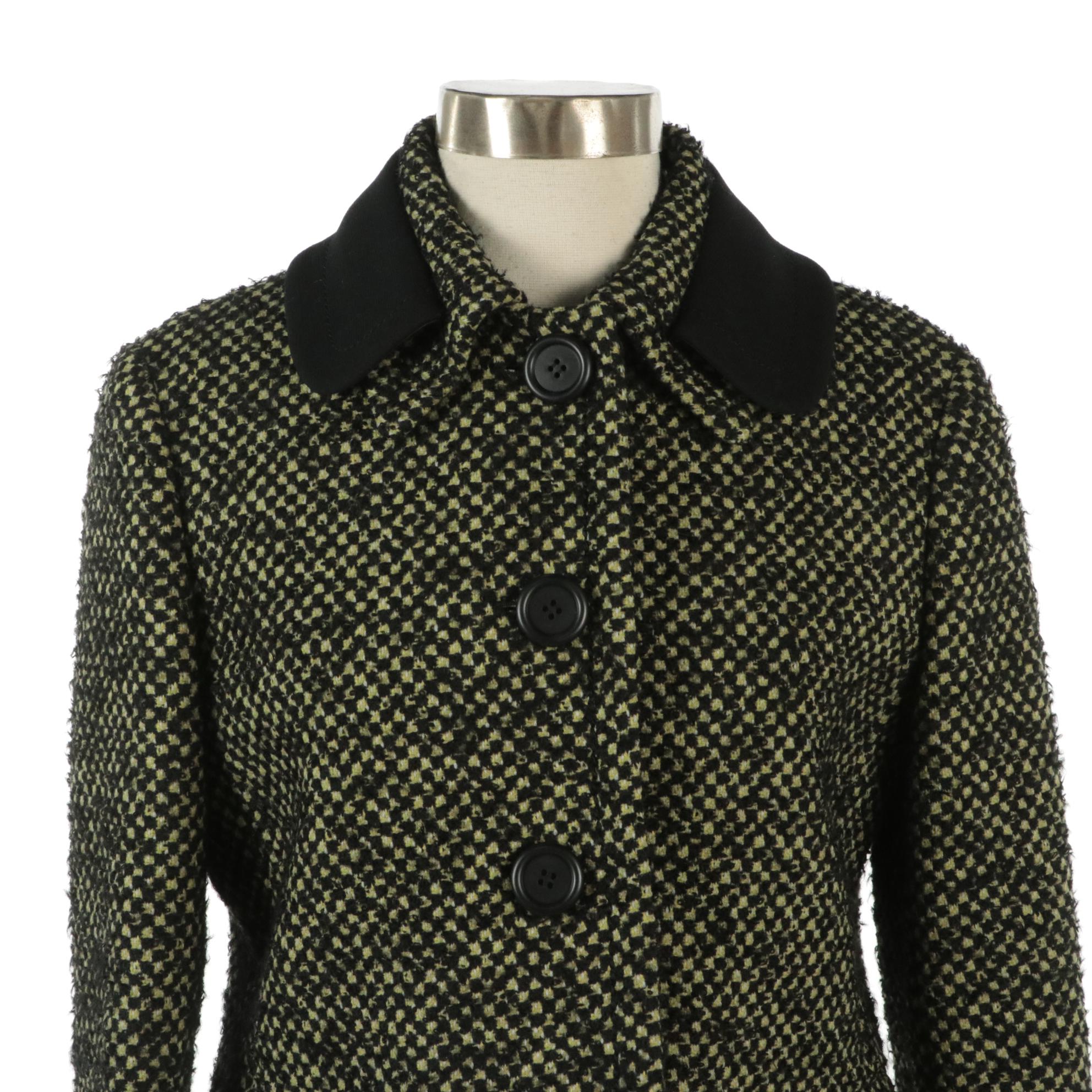 Prada Bouclé Wool Blend Button-Front Cropped Jacket