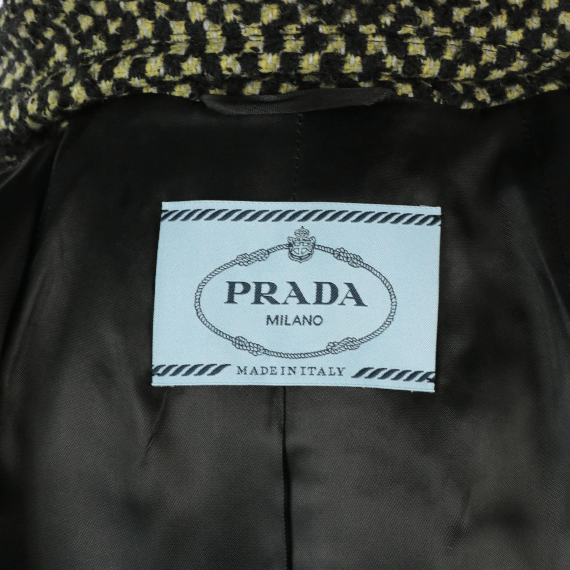 Prada Bouclé Wool Blend Button-Front Cropped Jacket