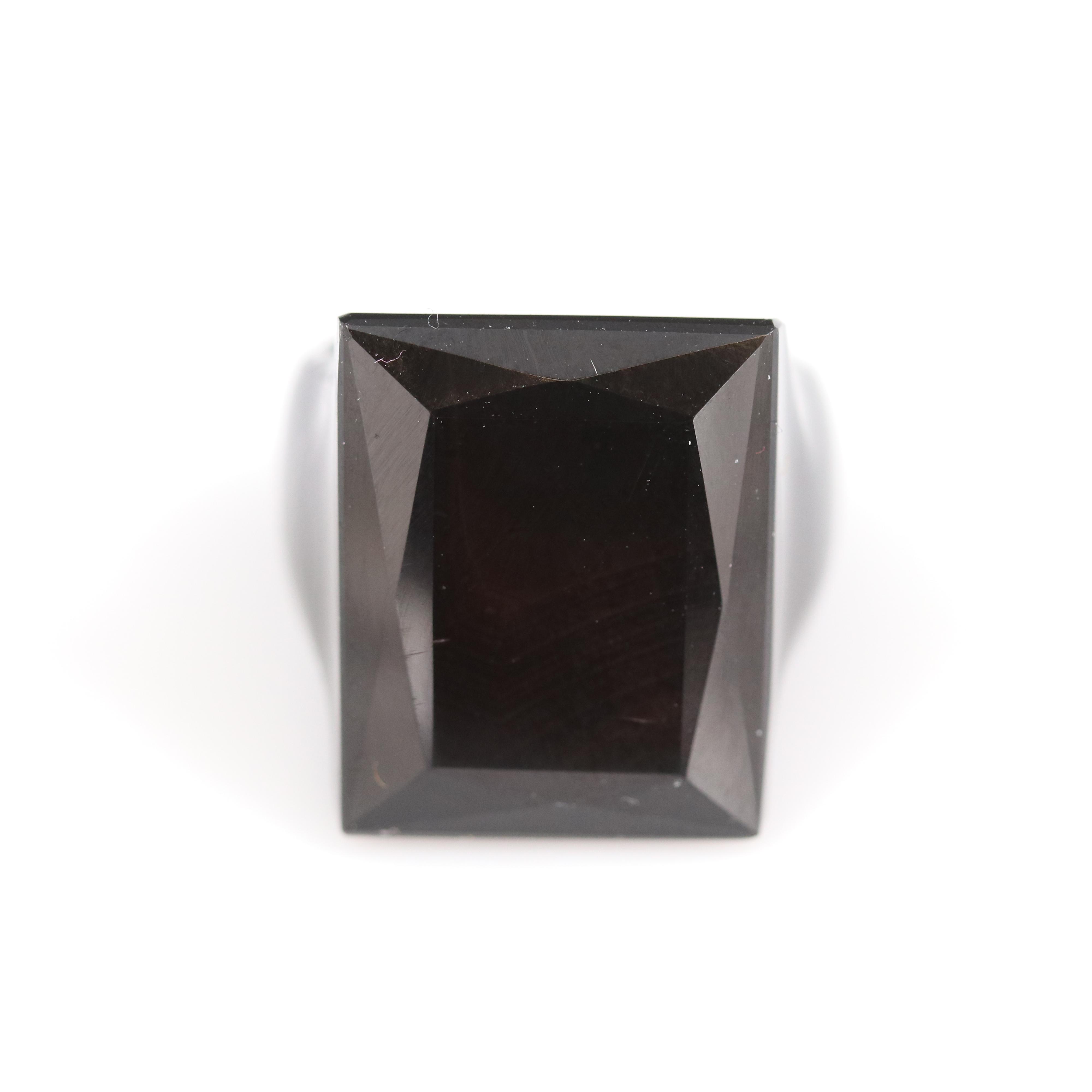 Black Onyx Carved Signet Hololith Ring