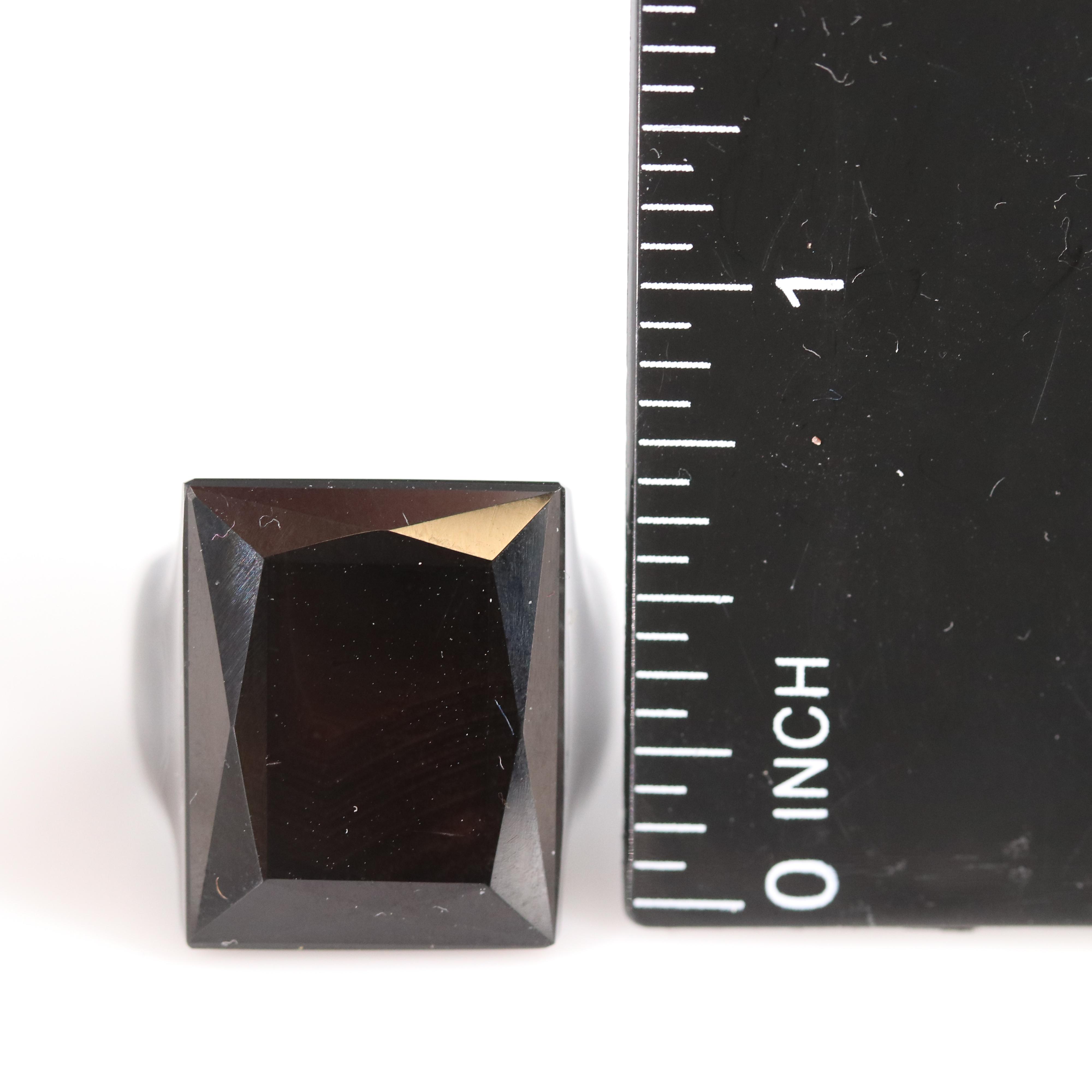 Black Onyx Carved Signet Hololith Ring