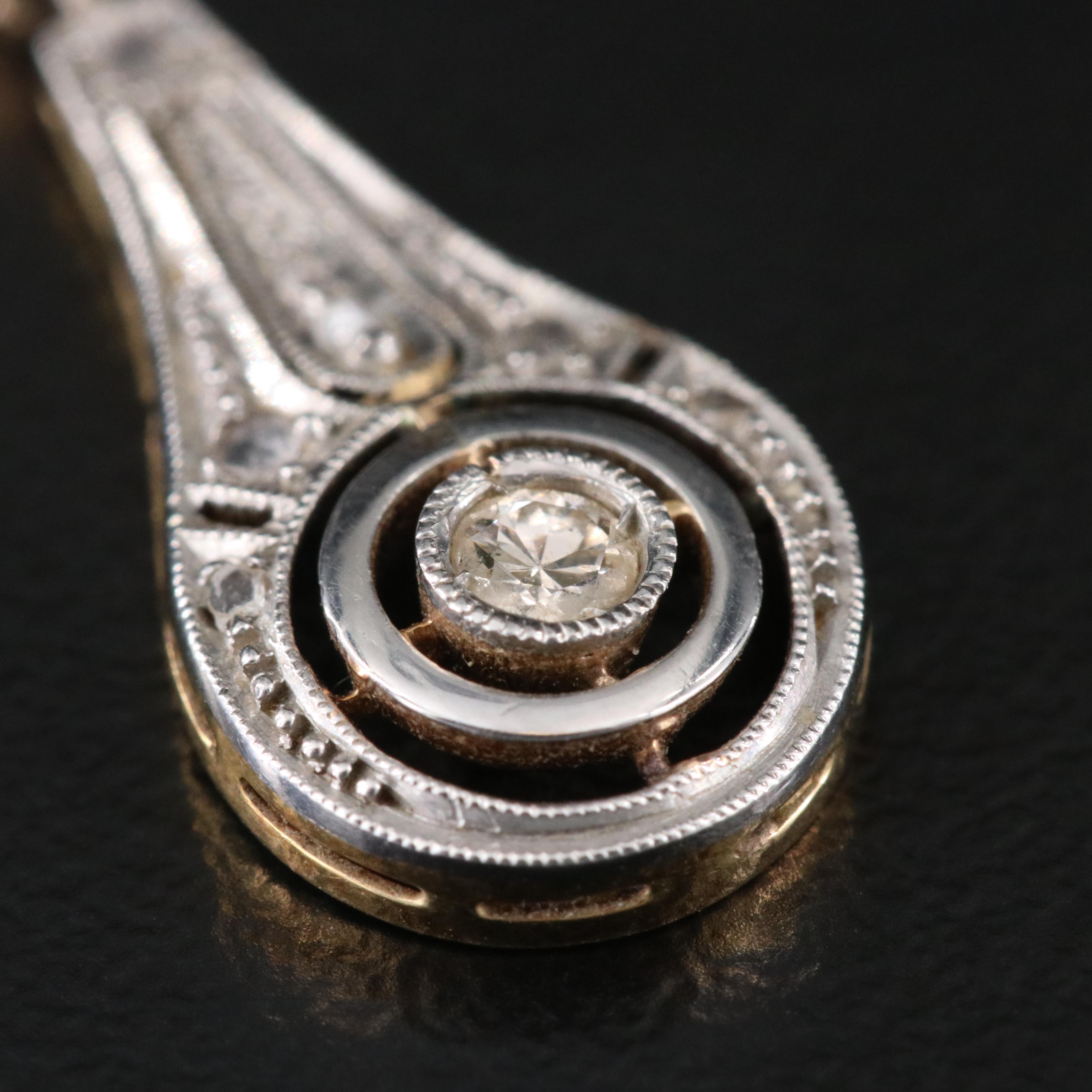 Edwardian 18K and Platinum Diamond Lavaliere Necklace