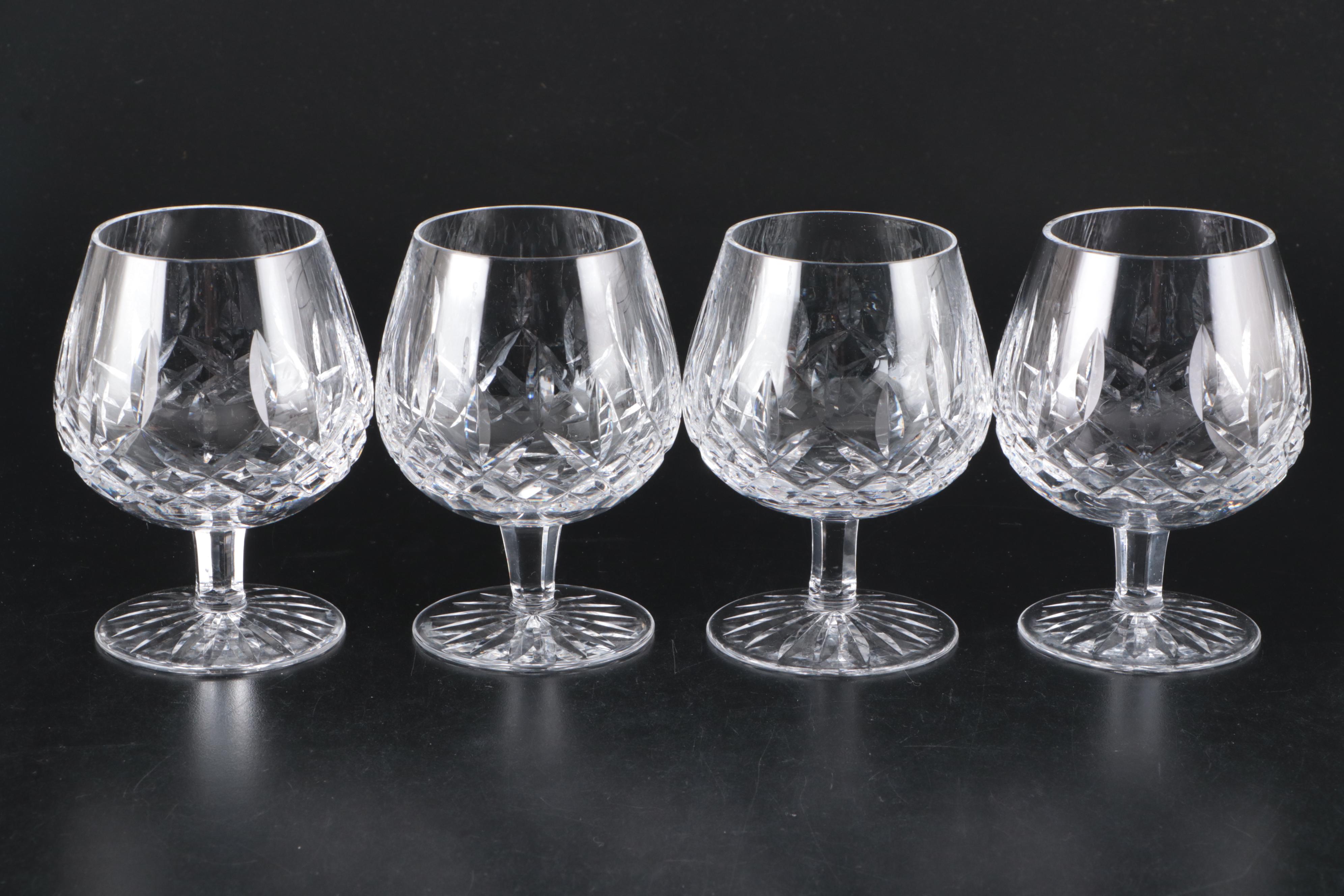 Waterford "Lismore" Crystal Roly Poly Decanter and Brandy Snifters