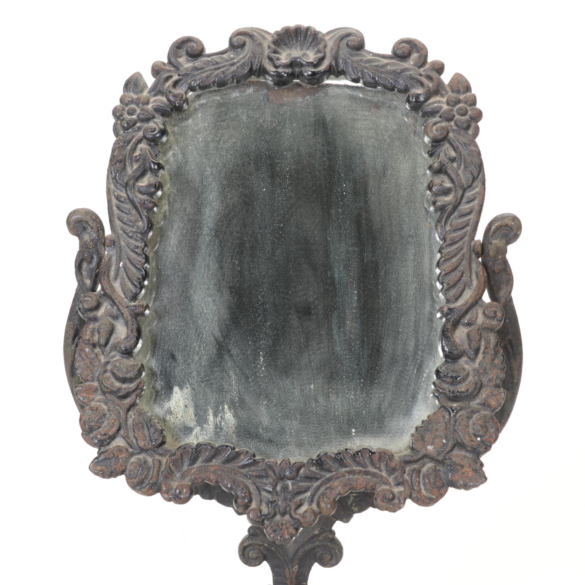 Victorian Style Cast Iron Tilting Tabletop Vanity Mirror