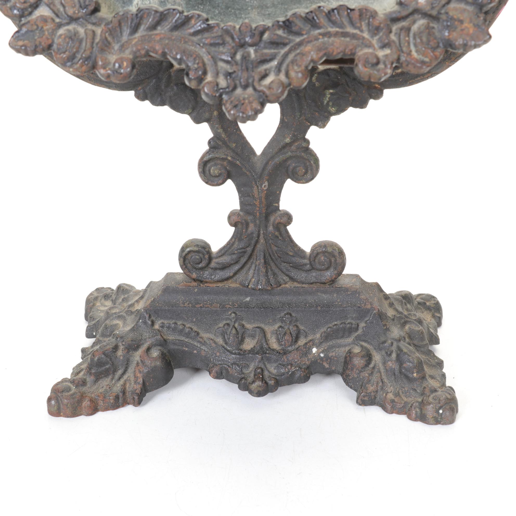 Victorian Style Cast Iron Tilting Tabletop Vanity Mirror