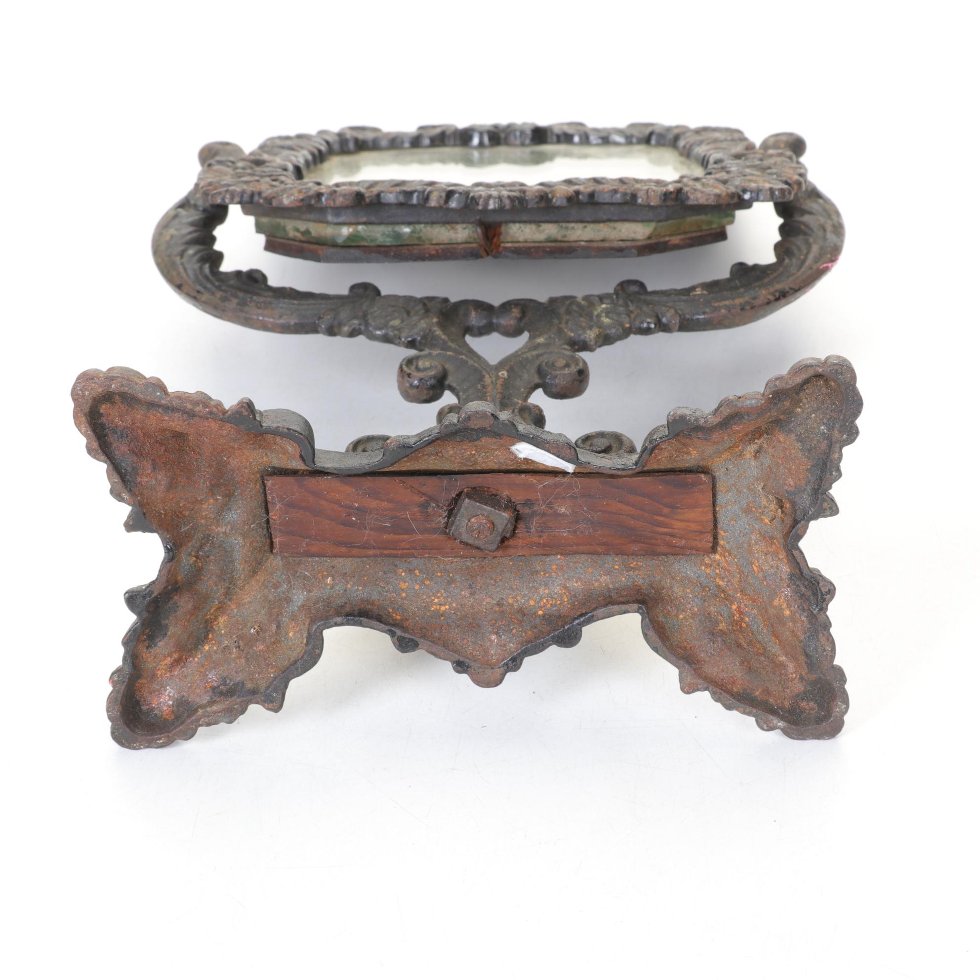 Victorian Style Cast Iron Tilting Tabletop Vanity Mirror