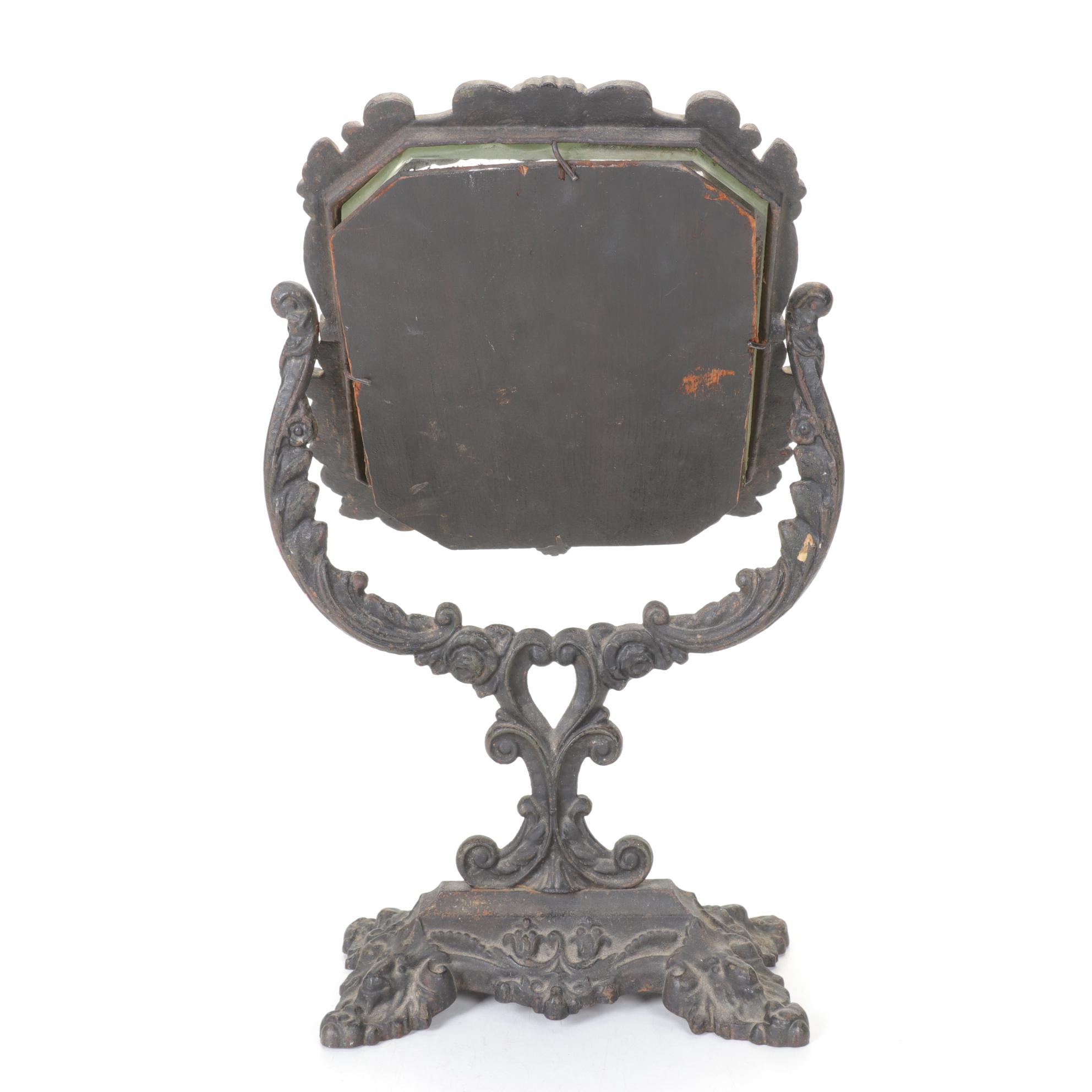 Victorian Style Cast Iron Tilting Tabletop Vanity Mirror