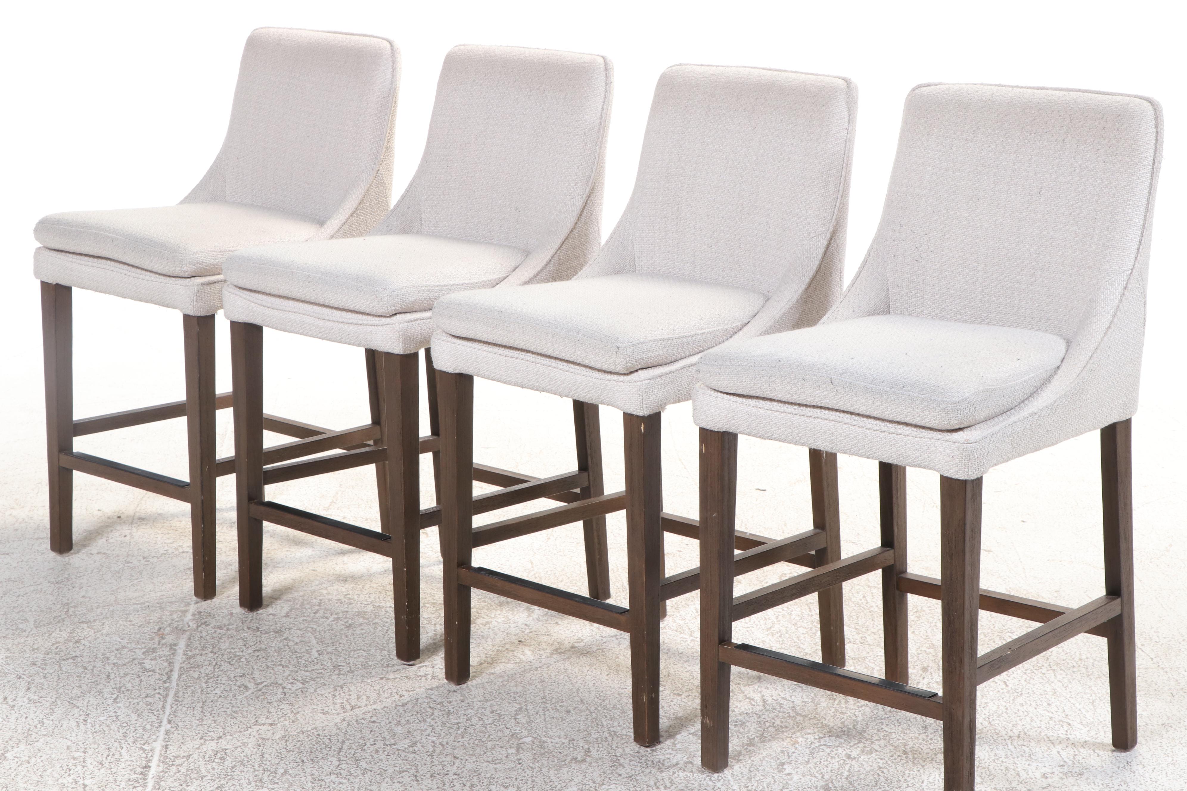 Four Arhaus Furniture Upholstered Hardwood Counter Stools