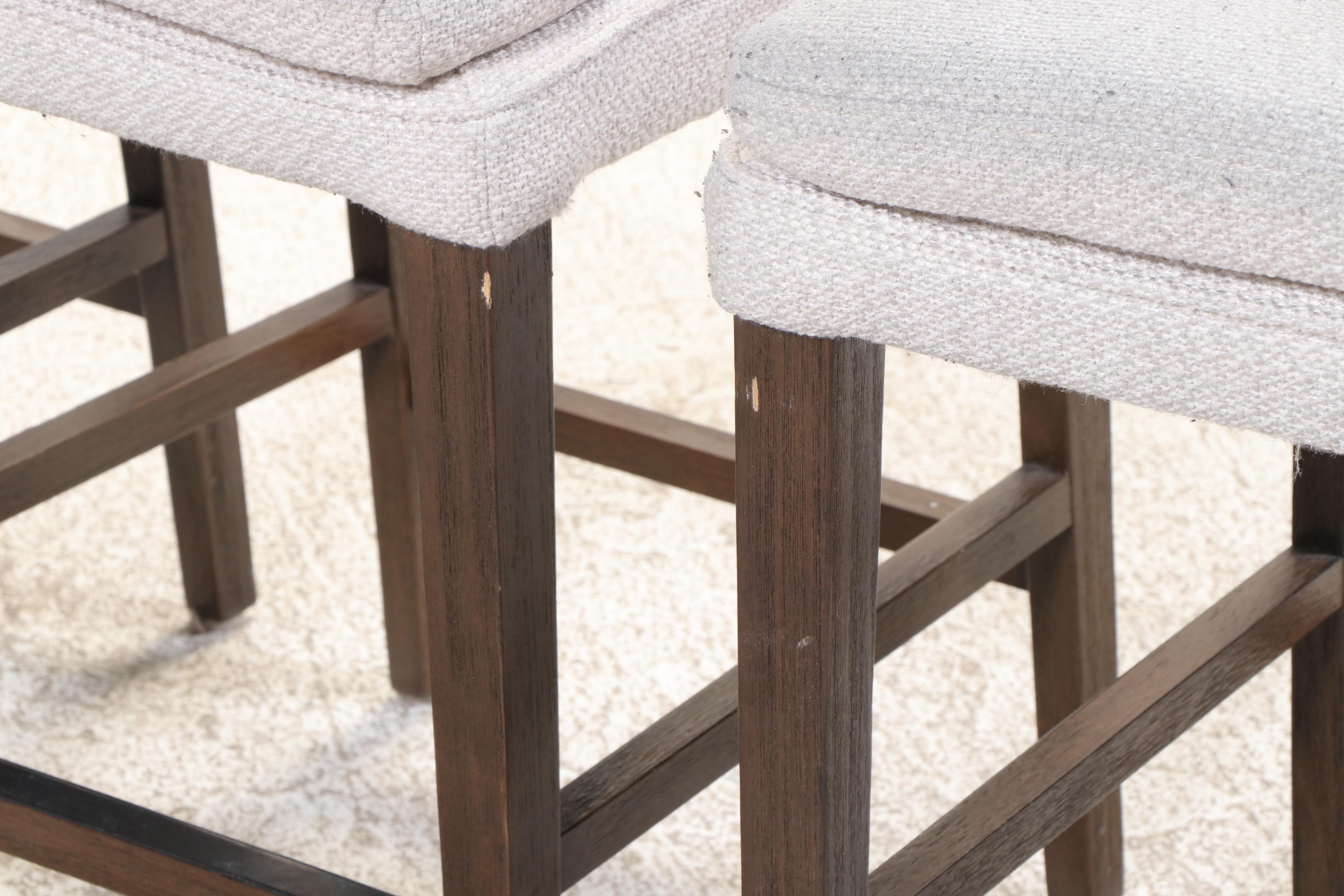 Four Arhaus Furniture Upholstered Hardwood Counter Stools