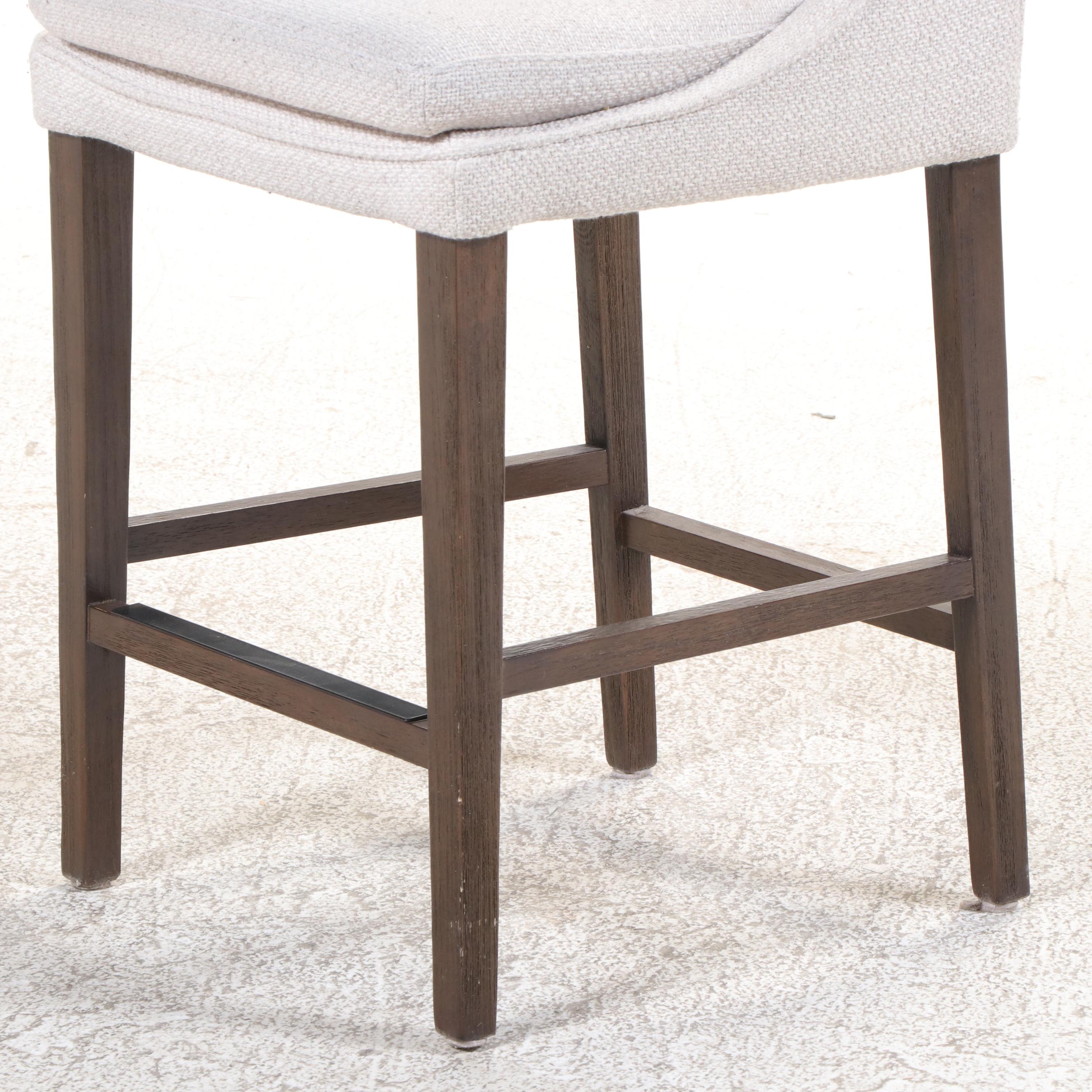 Four Arhaus Furniture Upholstered Hardwood Counter Stools
