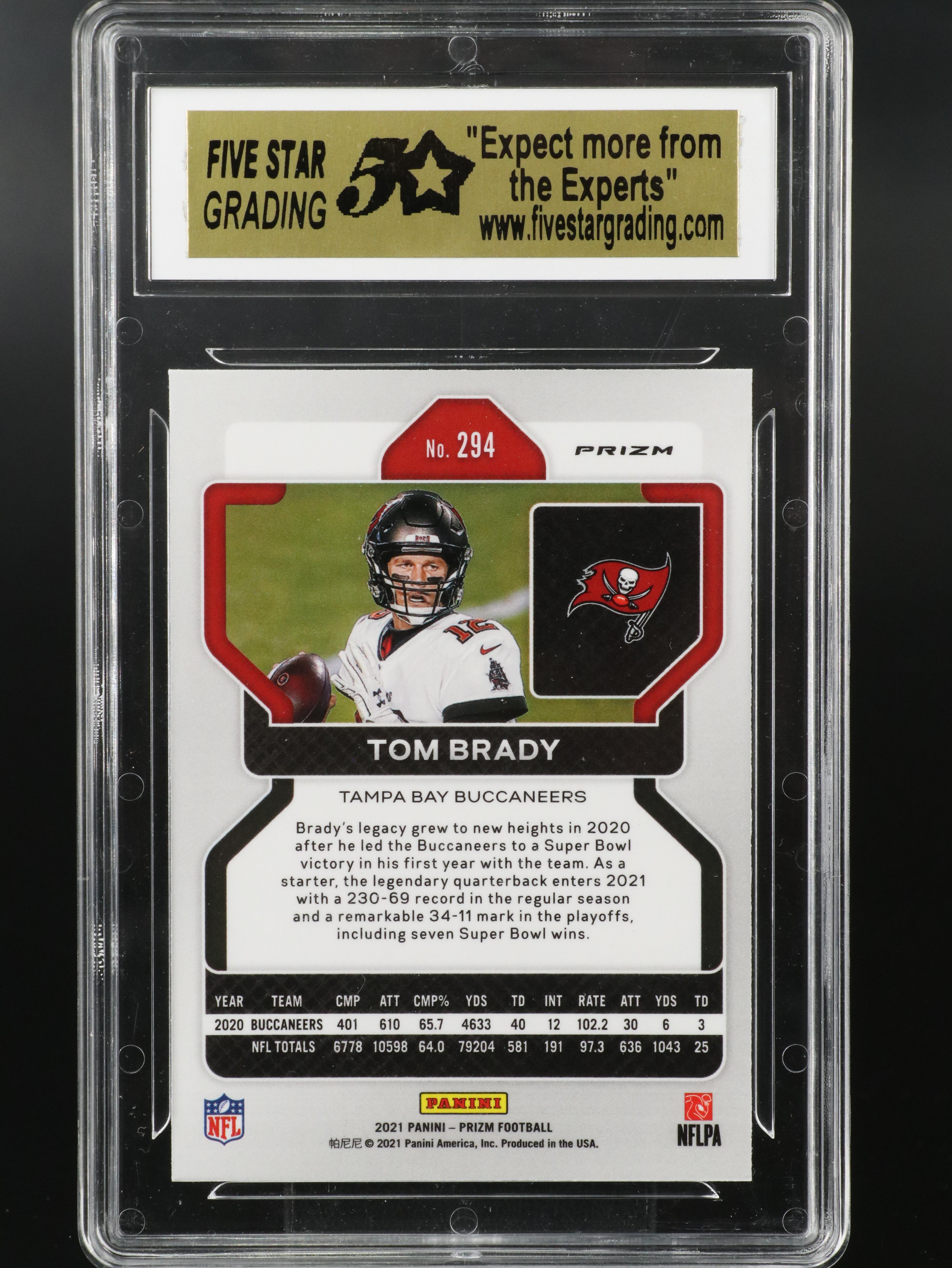 2021 Mosaic Tom Brady Slabbed Silver and Red/White/Blue Prizm Football Cards