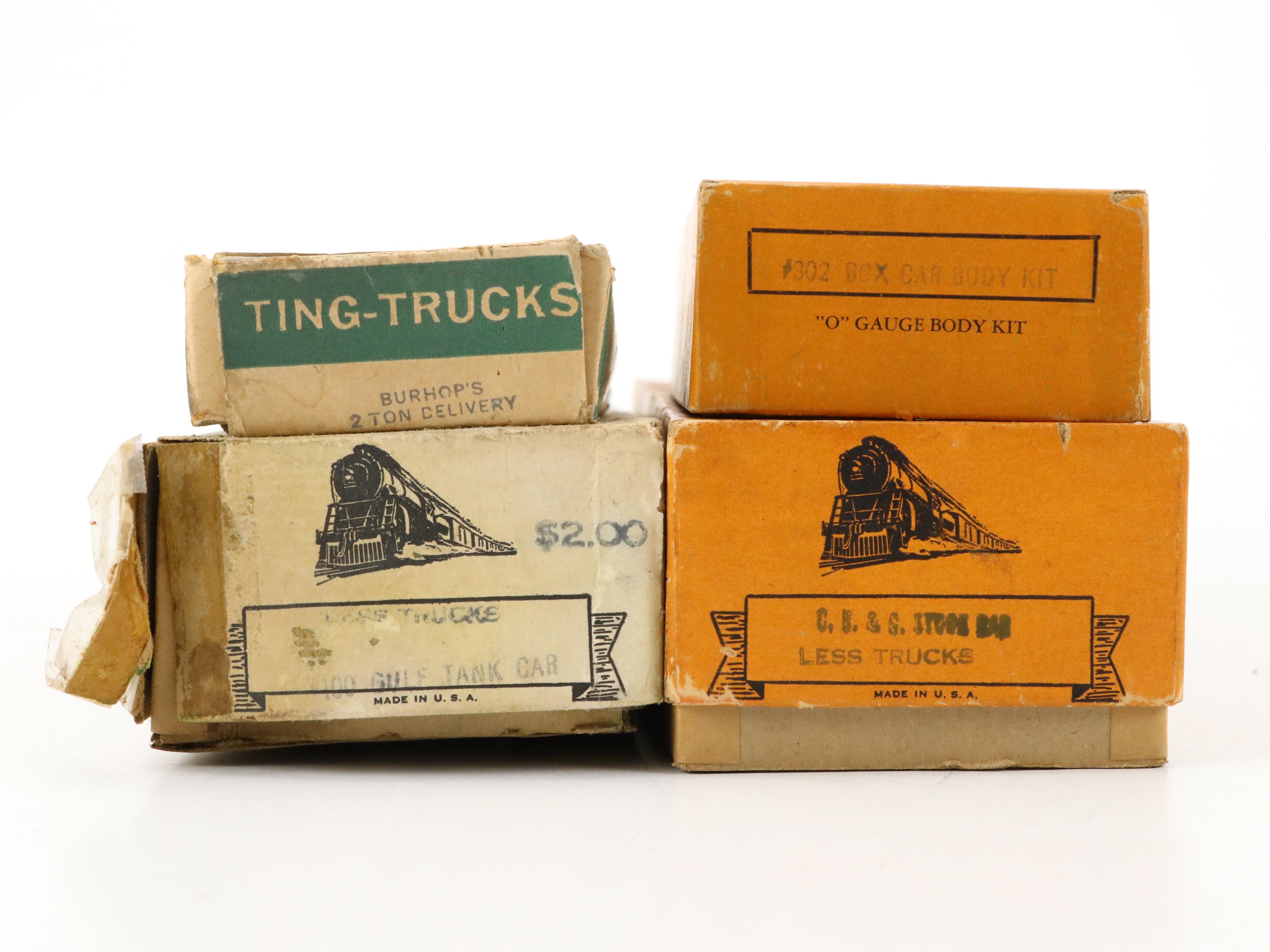 Hawk O Gauge Gulf Tank Car, Box Car and Other Model Train Kits