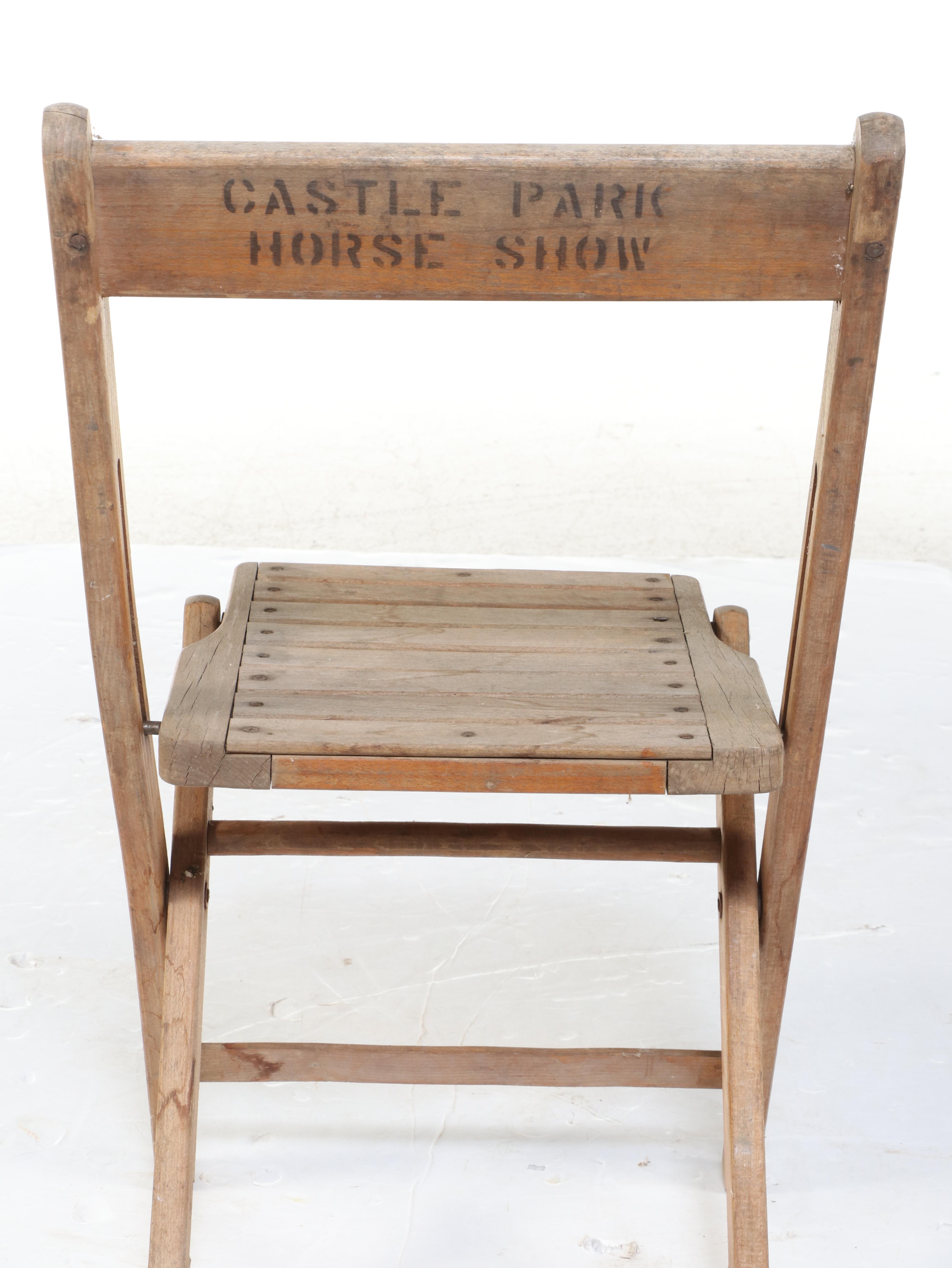 Castle Park Horse Show Wooden Folding Chairs, Early to Mid-20th Century