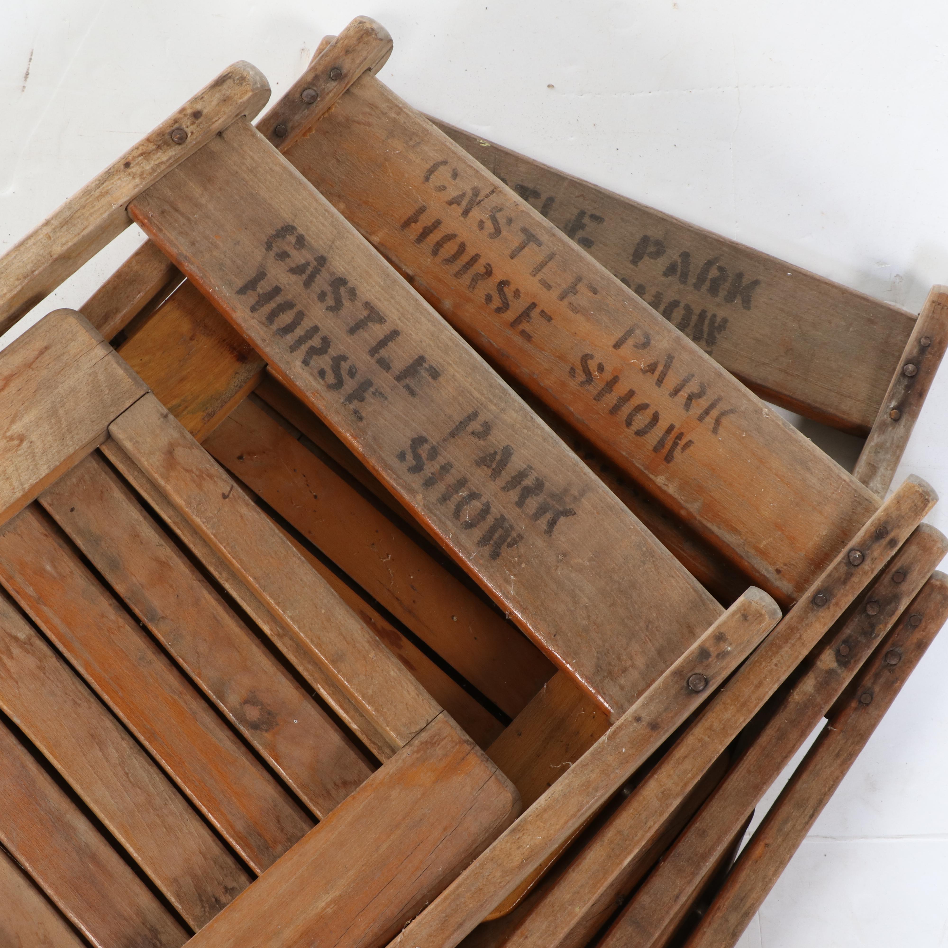 Castle Park Horse Show Wooden Folding Chairs, Early to Mid-20th Century