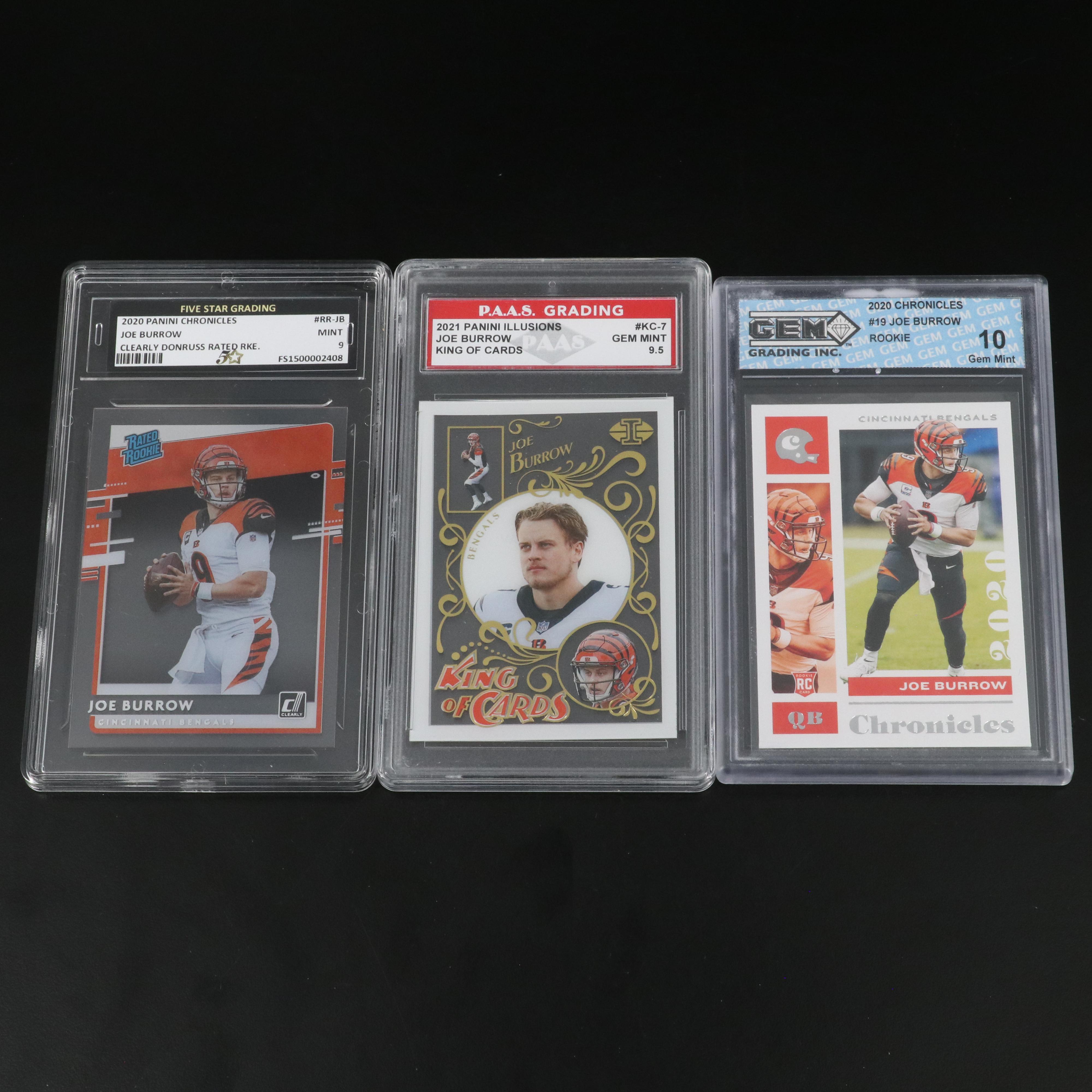 2020 Chronicles Joe Burrow Slabbed Rookie Football Cards with More