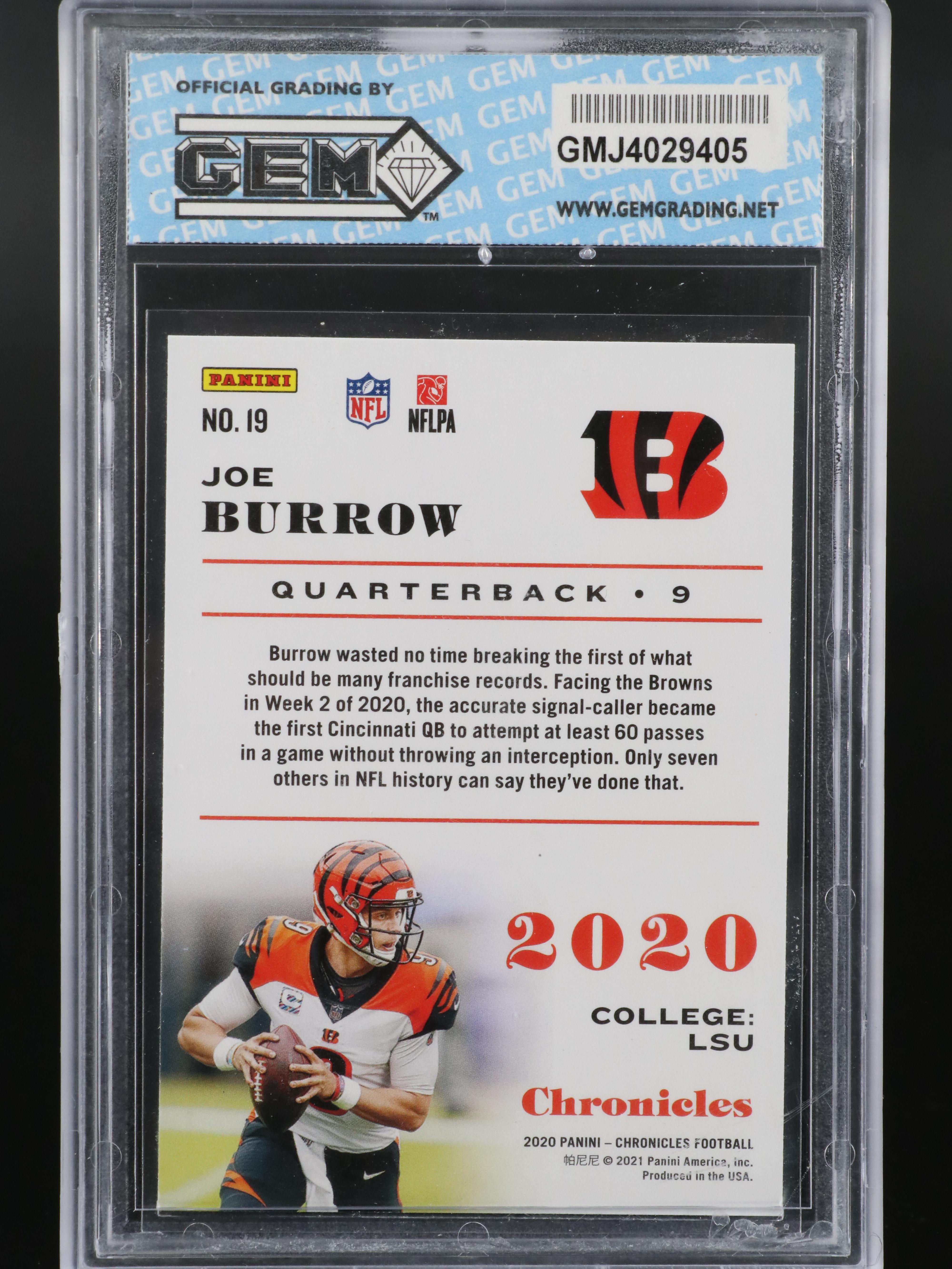 2020 Chronicles Joe Burrow Slabbed Rookie Football Cards with More