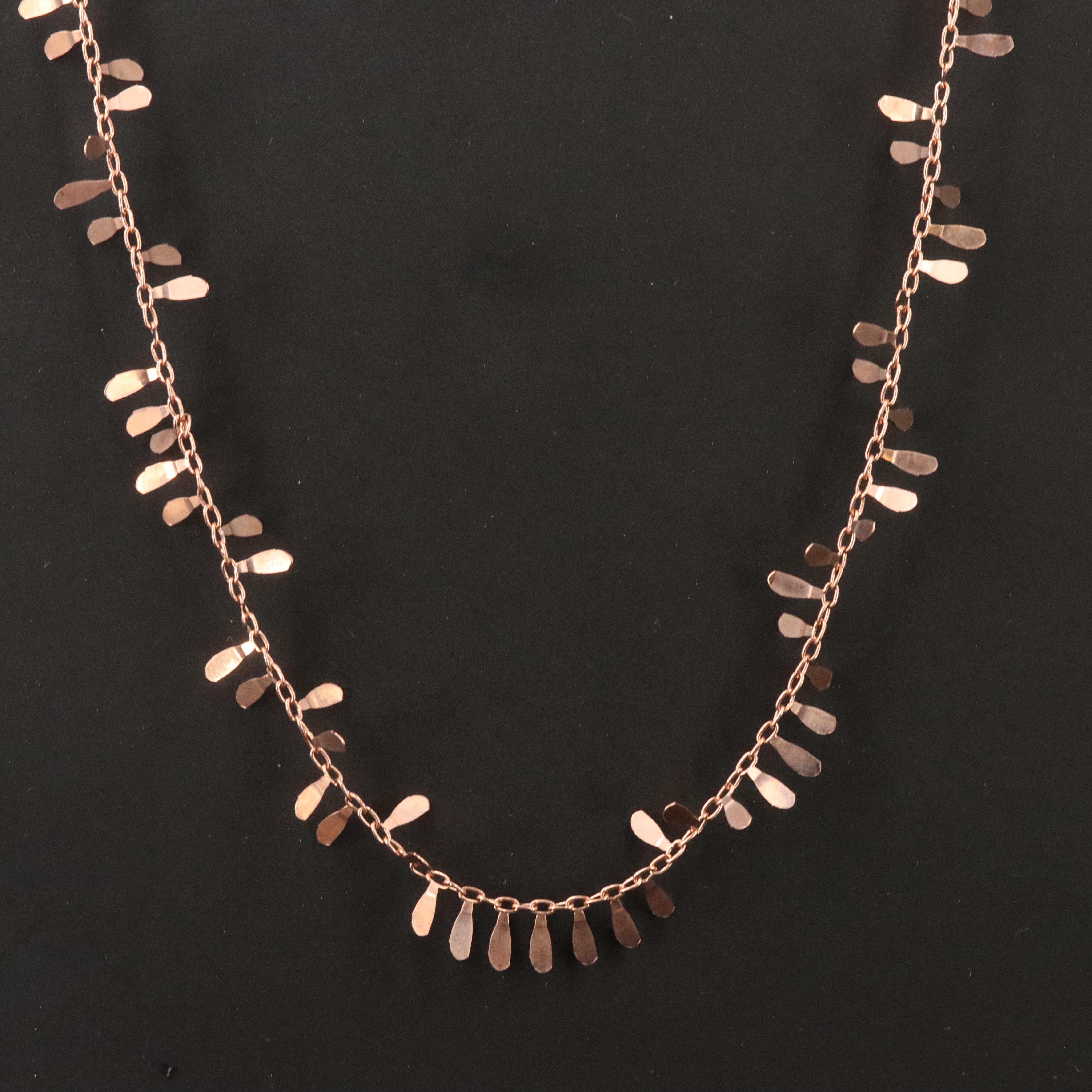 Italian 14K Rose Gold Fringe Necklace