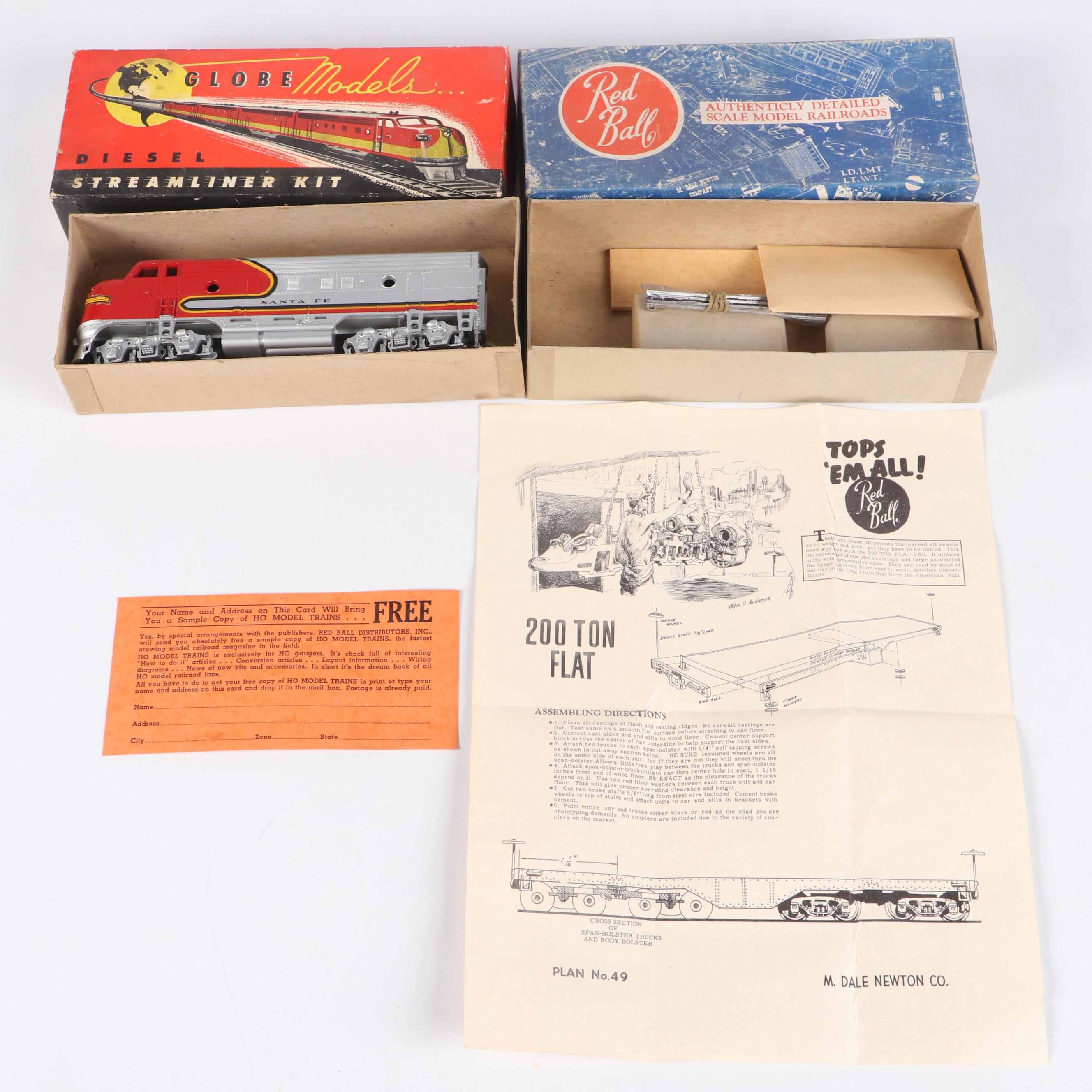 Red Ball Oldie Model Train Kits with Globe Models Santa Fe A169 Streamliner Kit