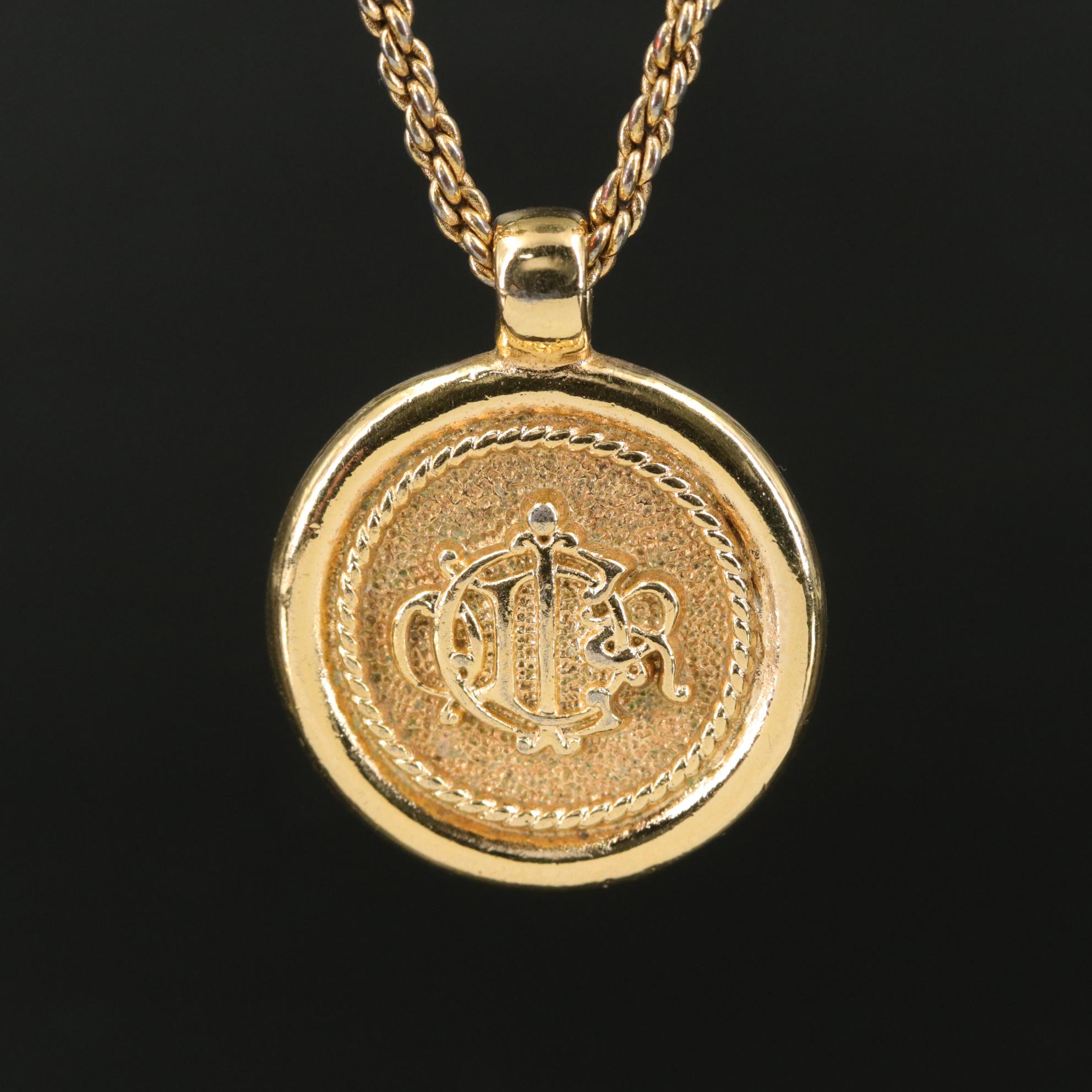 Christian Dior Monogram Logo Pendant Necklace