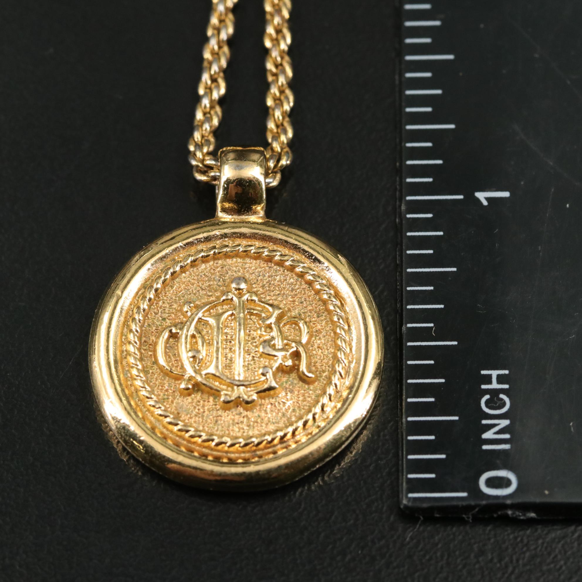 Christian Dior Monogram Logo Pendant Necklace