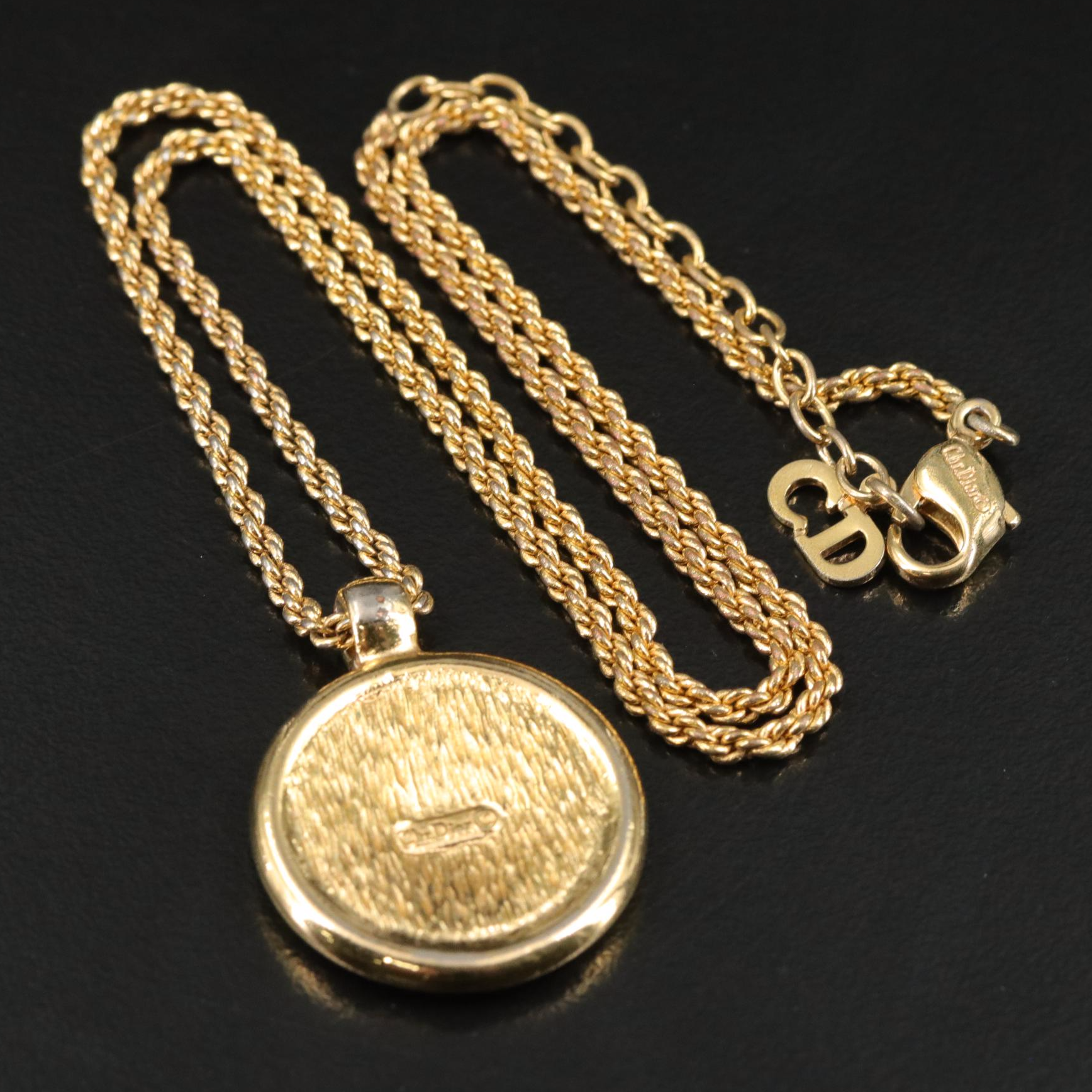Christian Dior Monogram Logo Pendant Necklace