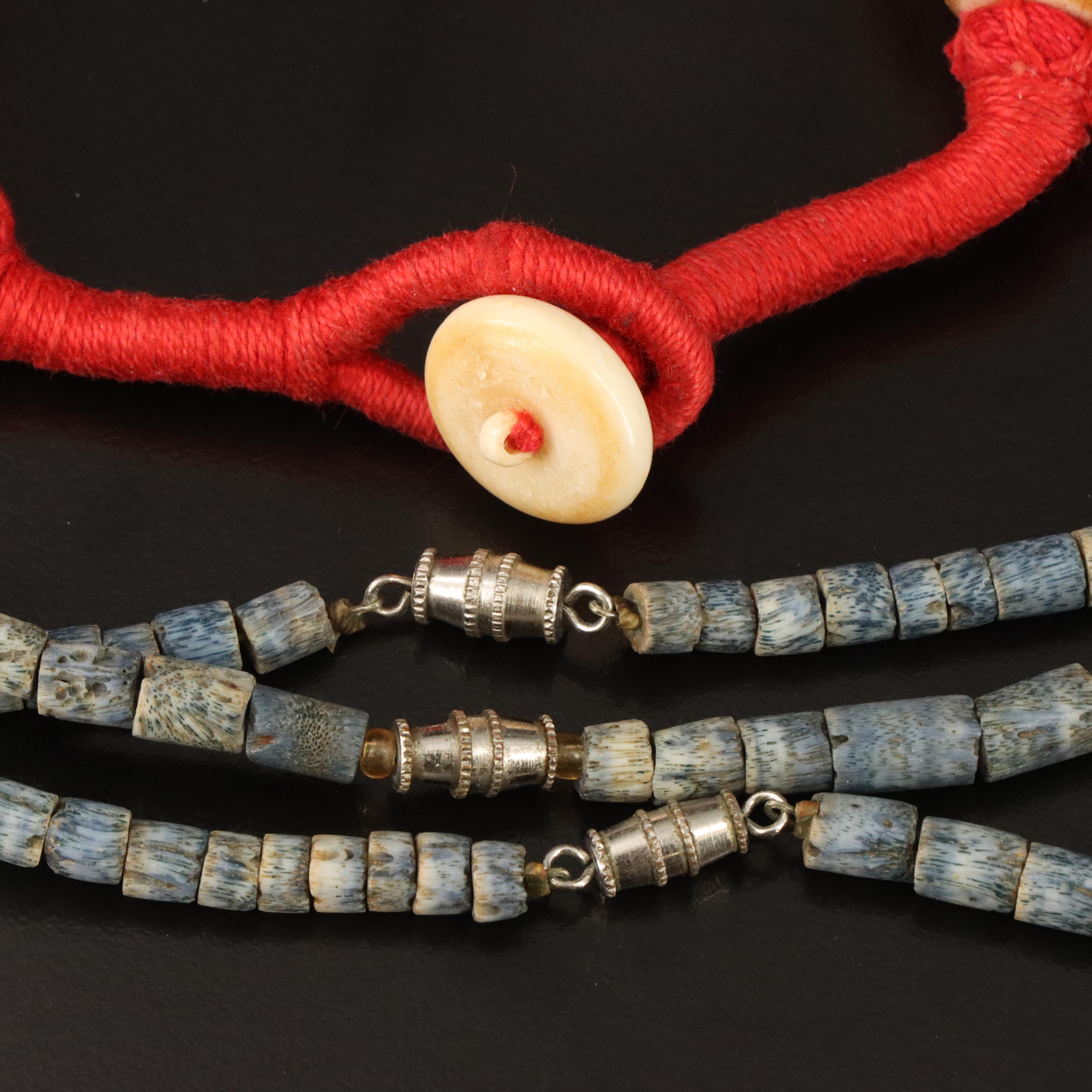 Faux Coral and Bone Torsade with Coral Necklaces