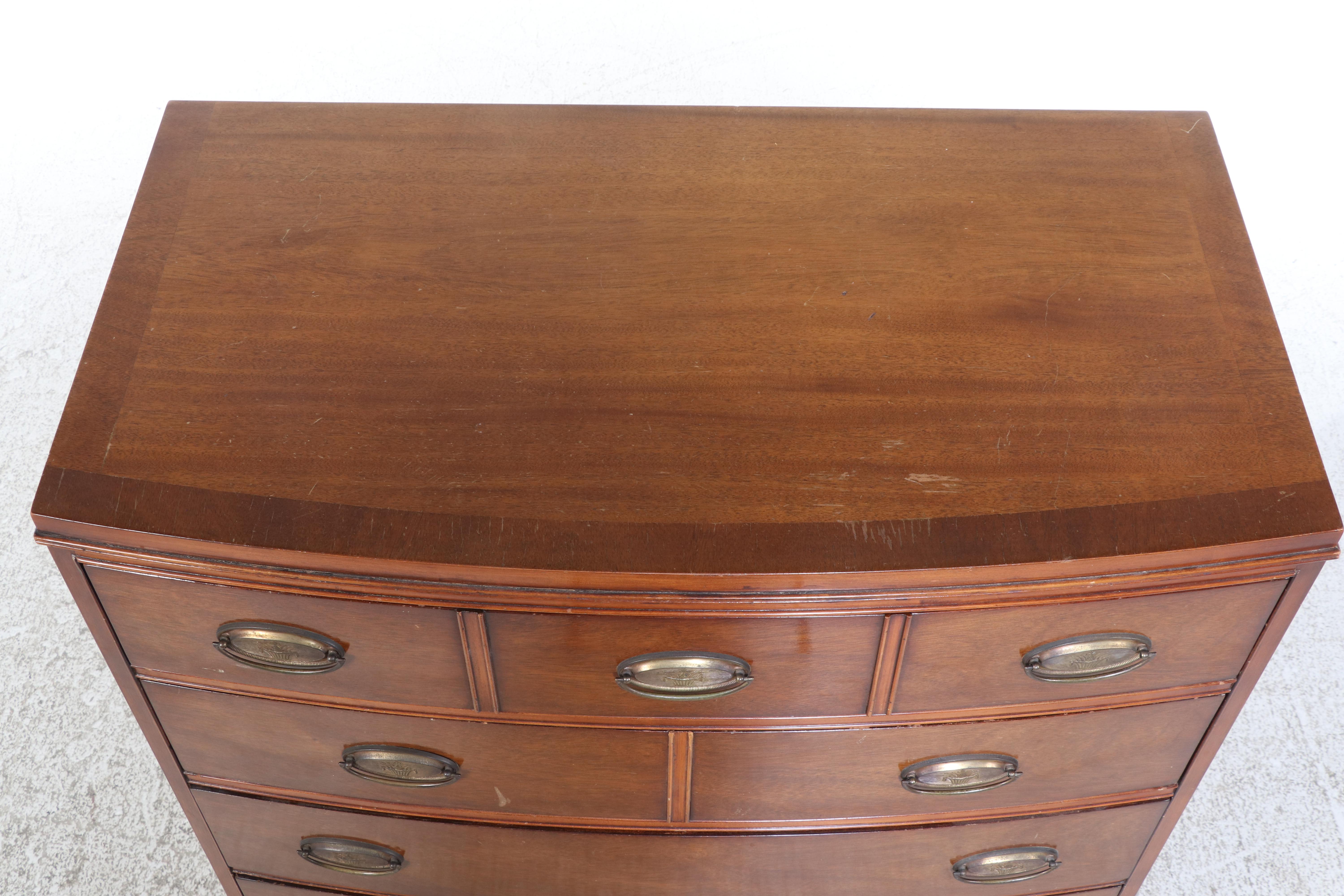 National Furniture Co. Federal Style Mahogany Six-Drawer Bowfront Chest