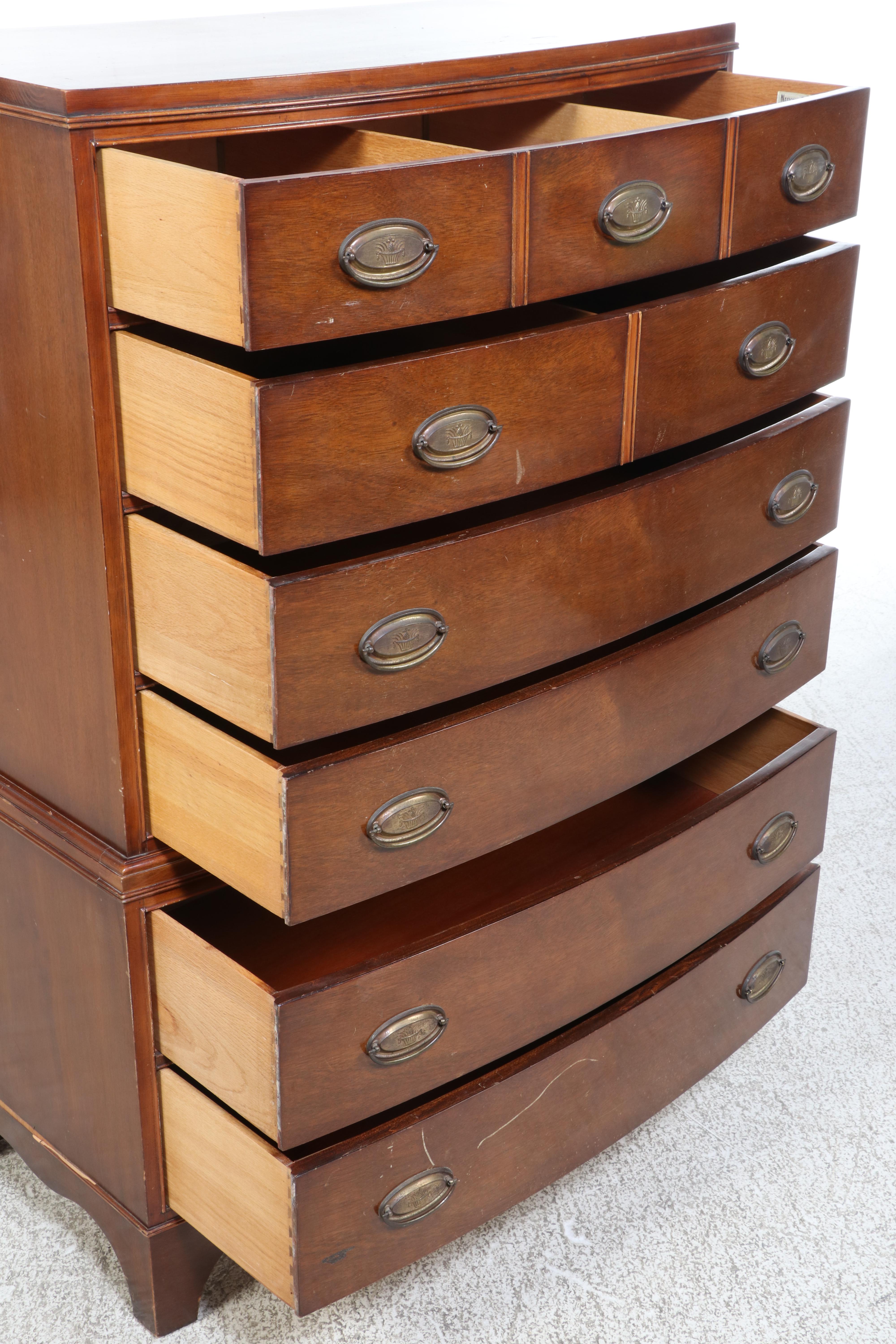 National Furniture Co. Federal Style Mahogany Six-Drawer Bowfront Chest