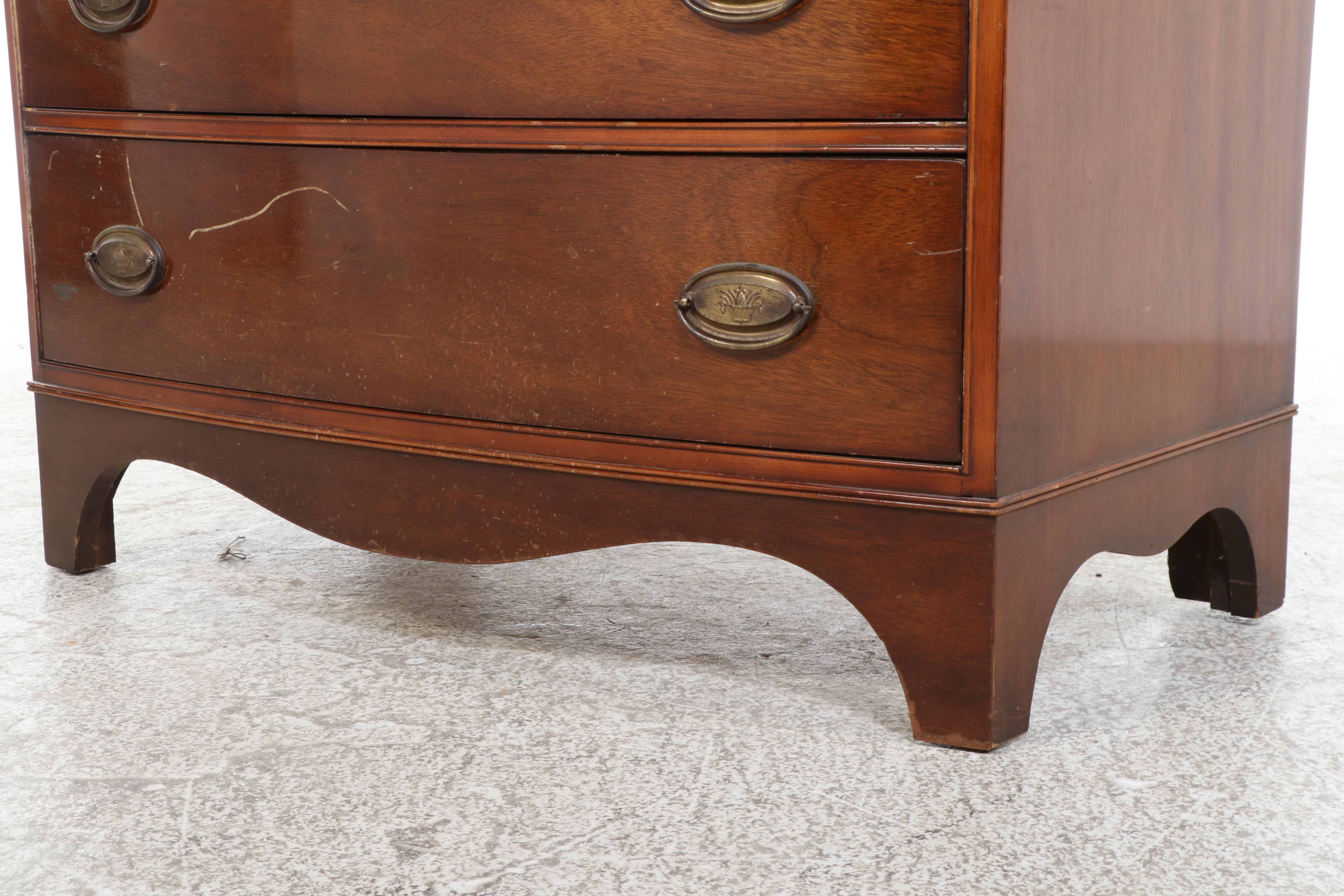 National Furniture Co. Federal Style Mahogany Six-Drawer Bowfront Chest
