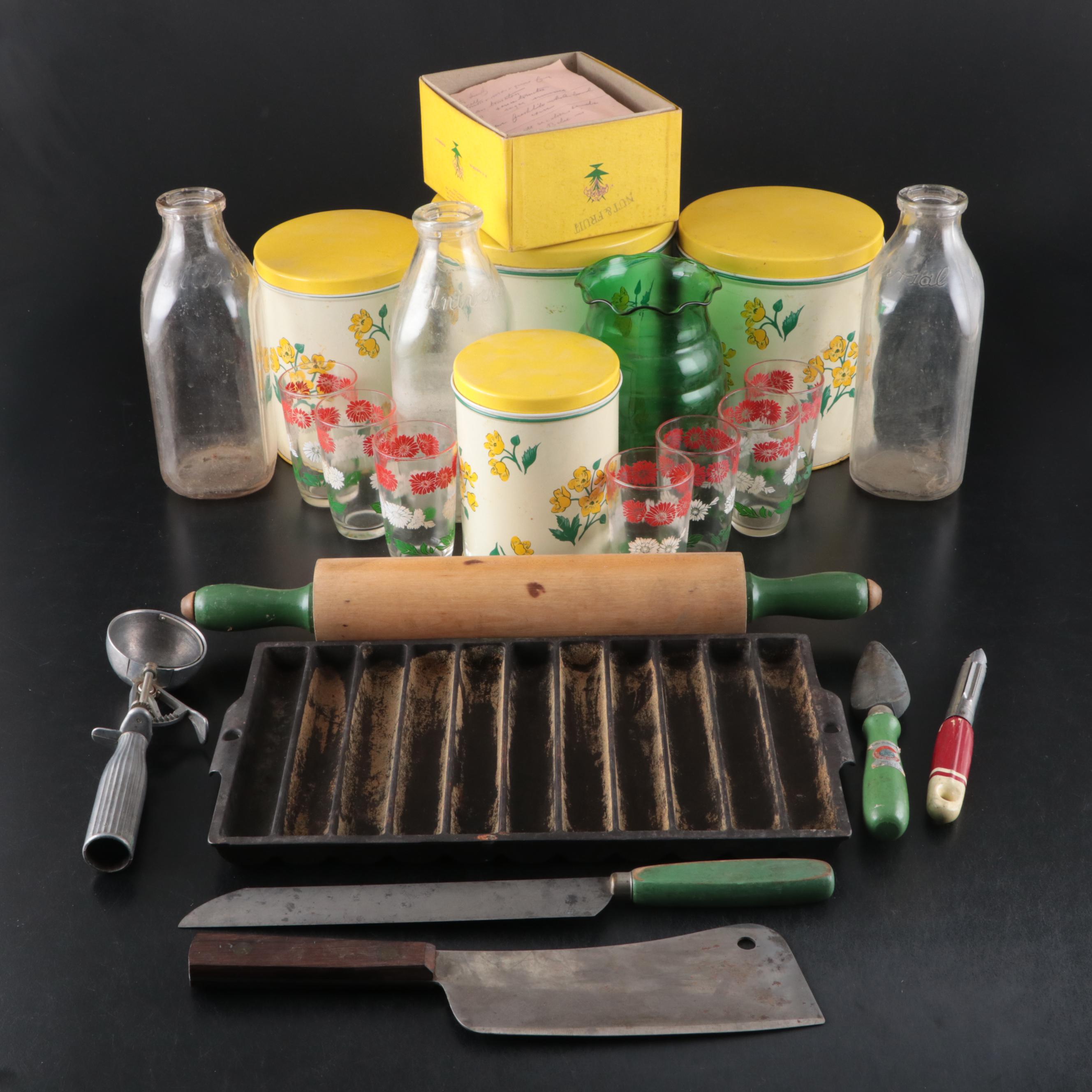 Griswold Cast Iron Cornbread Pan with M.B.S. Inc Universal Glass Bottle and More