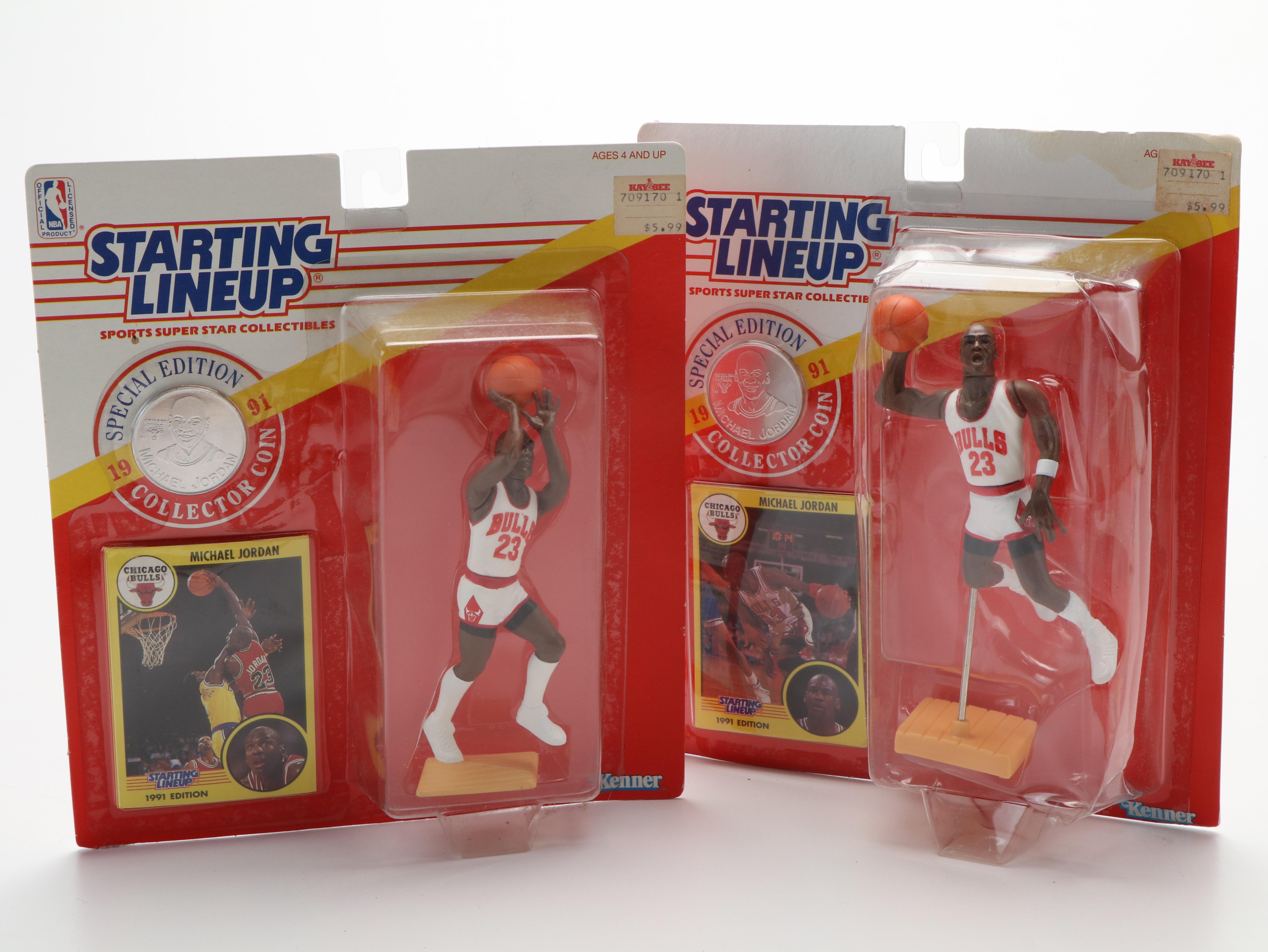 Starting Lineup Basketball Action Figures Featuring Michael Jordan and More