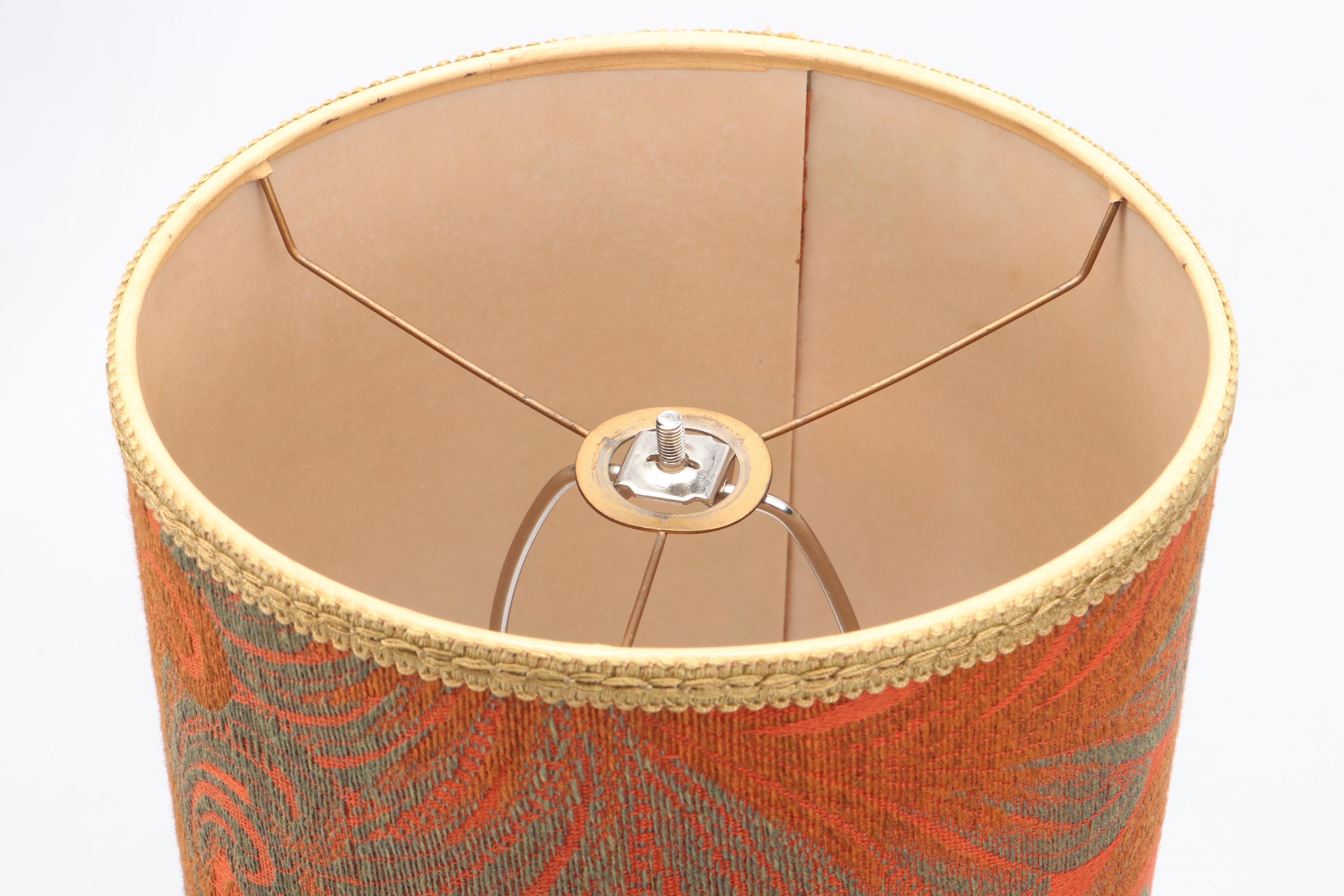 Uranium Glass Table Lamp with Fabric Shade, Early to Mid-20th Century