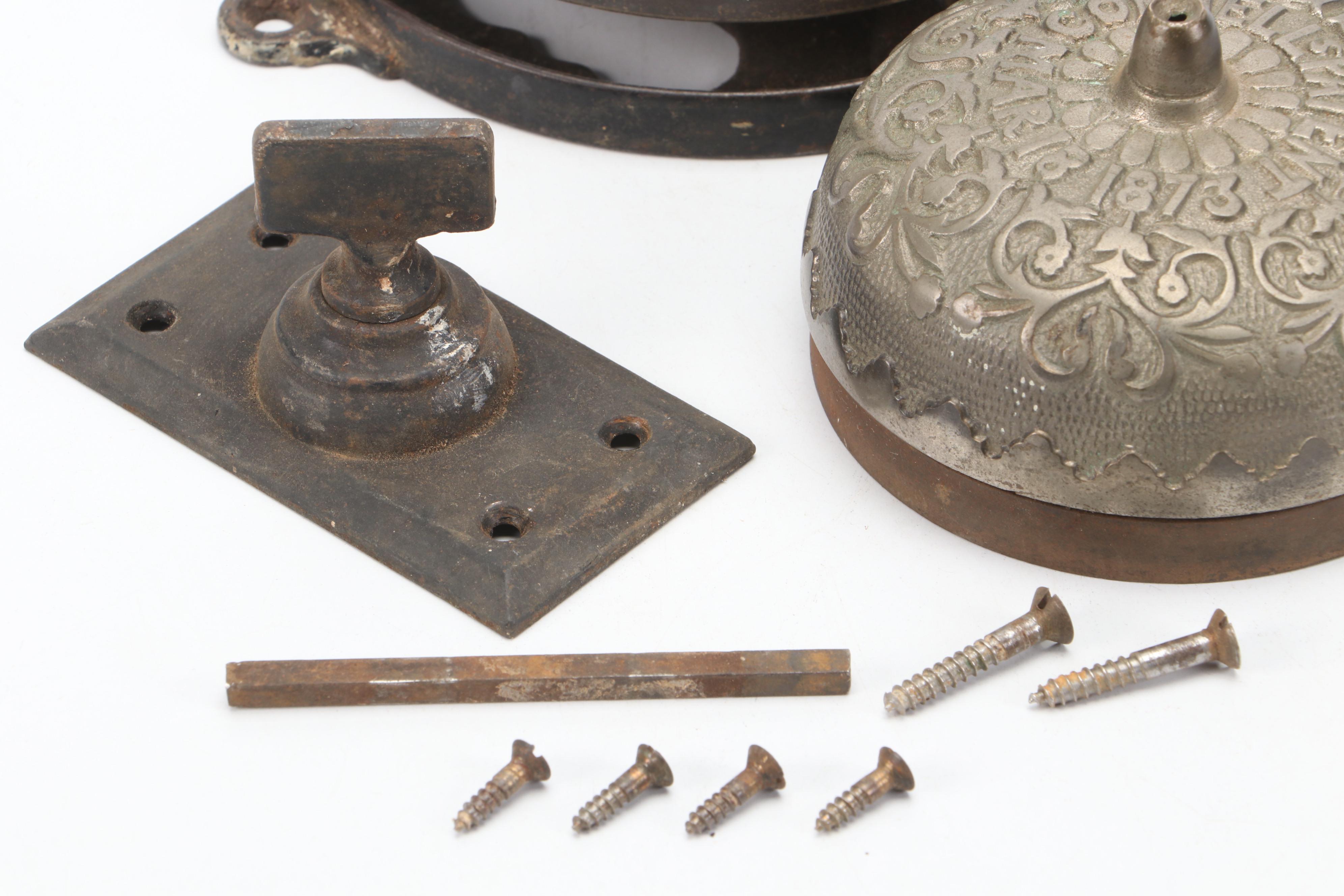 Late Victorian Metal Twist Door Bells, Late 19th Century