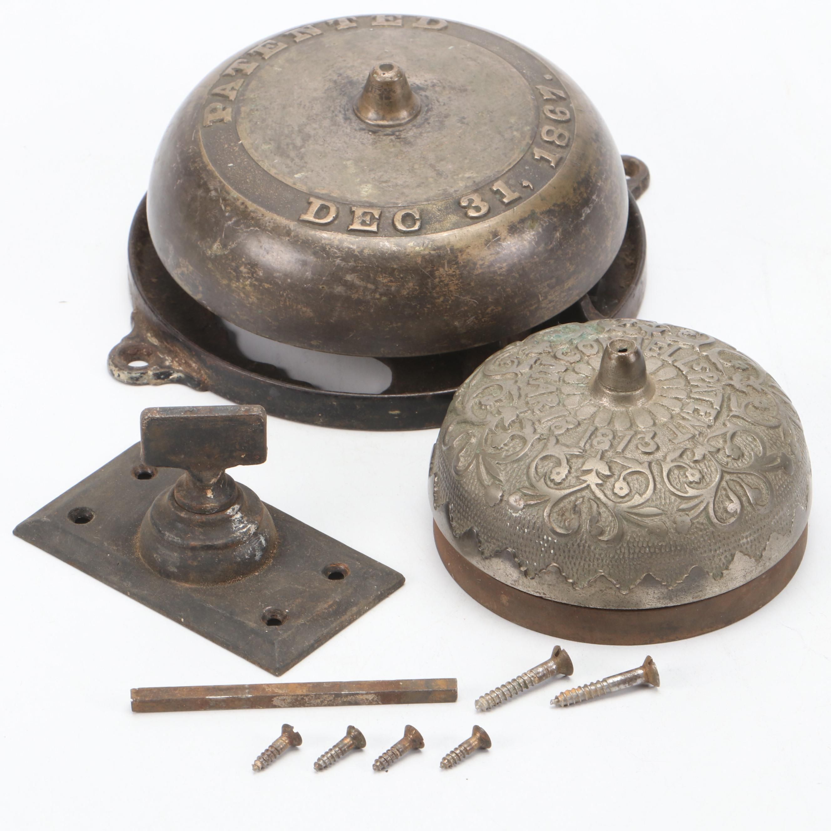 Late Victorian Metal Twist Door Bells, Late 19th Century