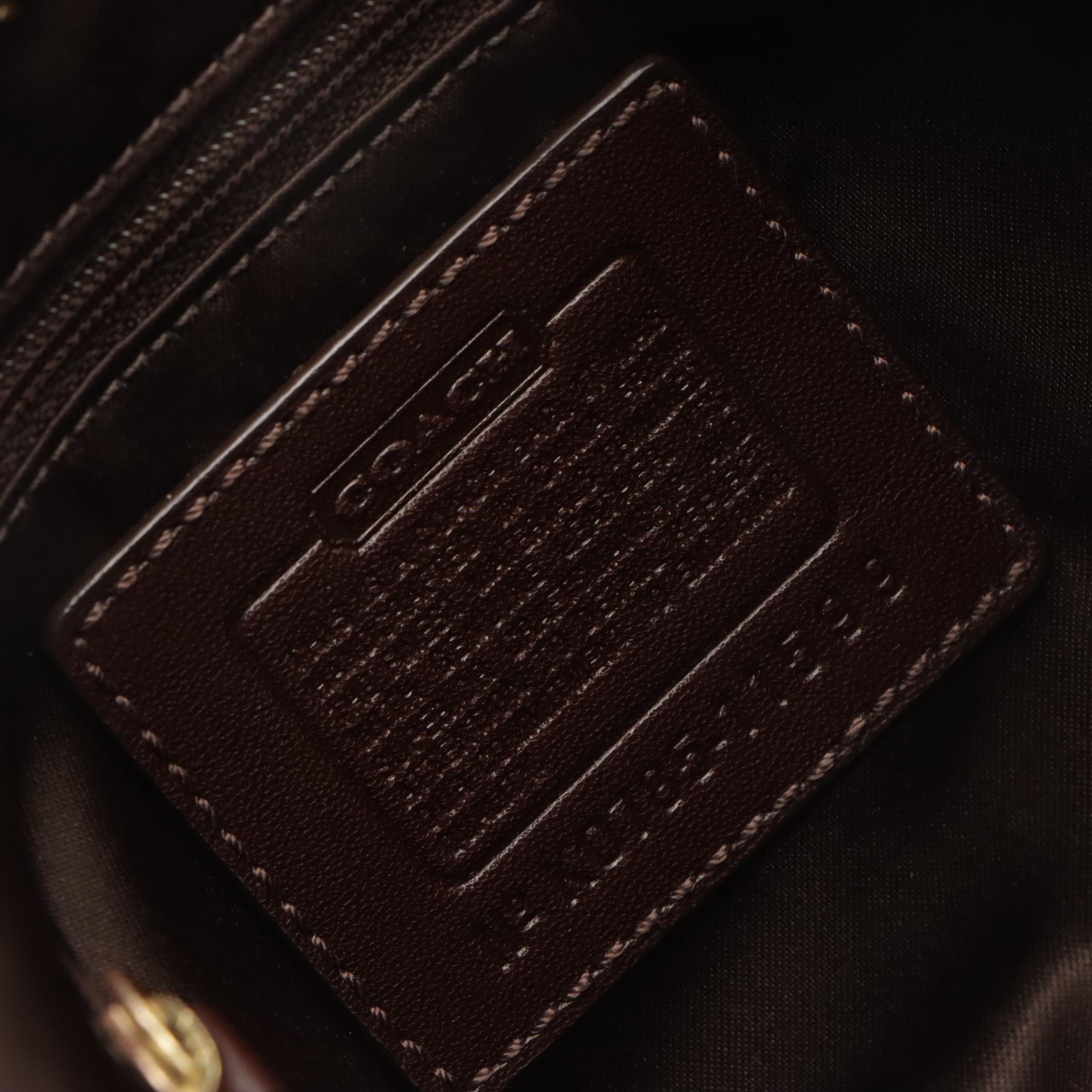 Coach CC Signature Jacquard Canvas and Leather Zip Top Hobo Bag