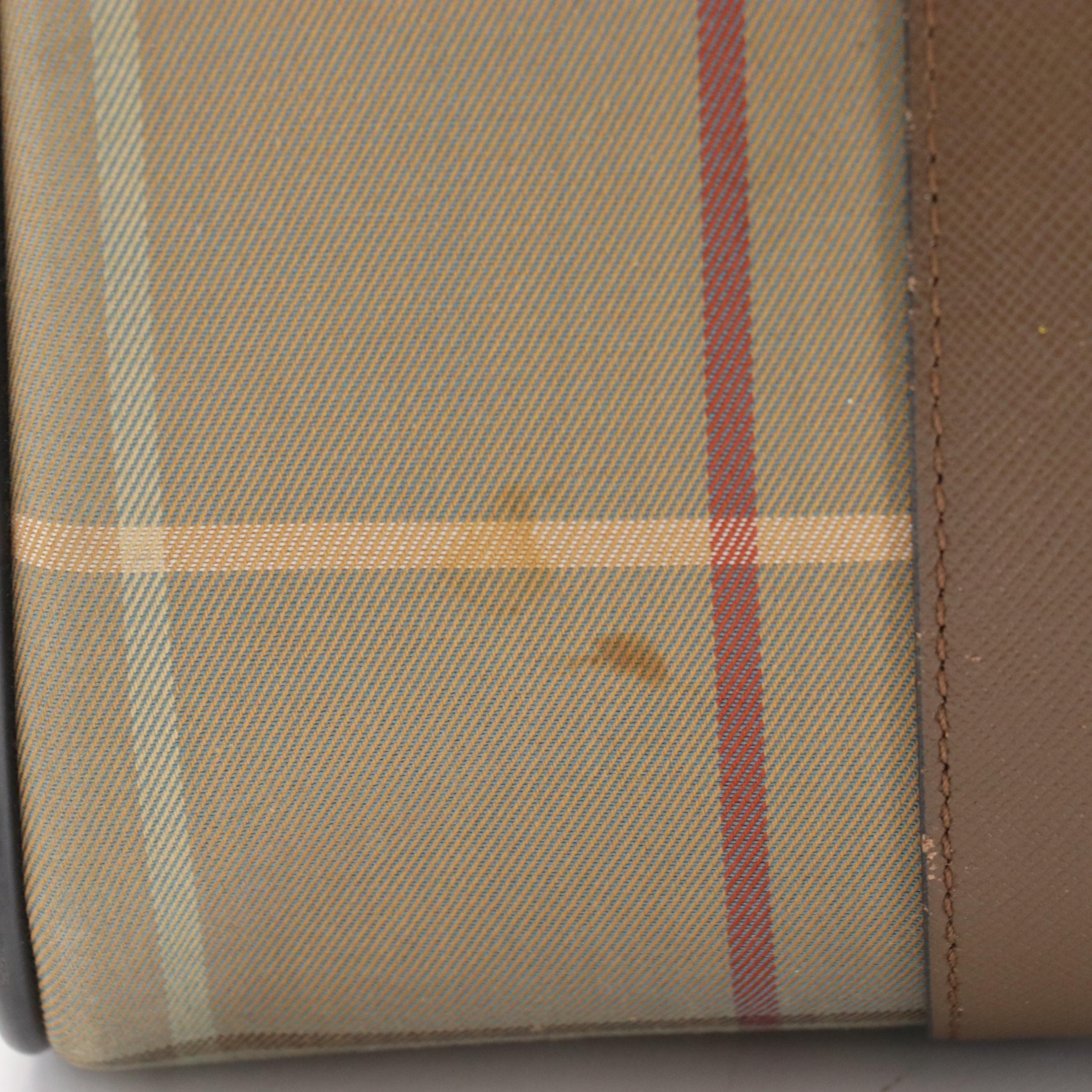 Burberrys Boston Duffle Bag in Windowpane Check Canvas and Leather