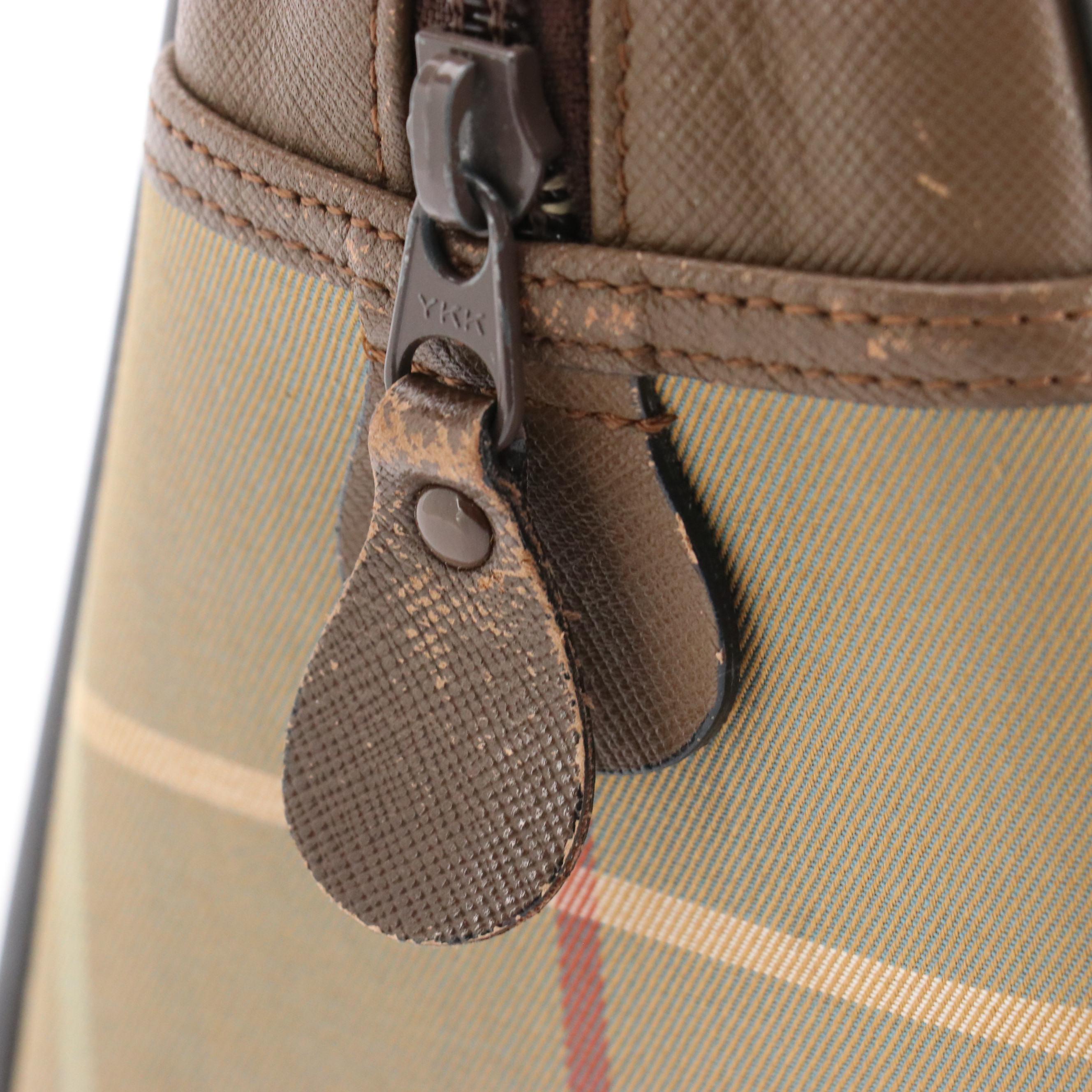 Burberrys Boston Duffle Bag in Windowpane Check Canvas and Leather