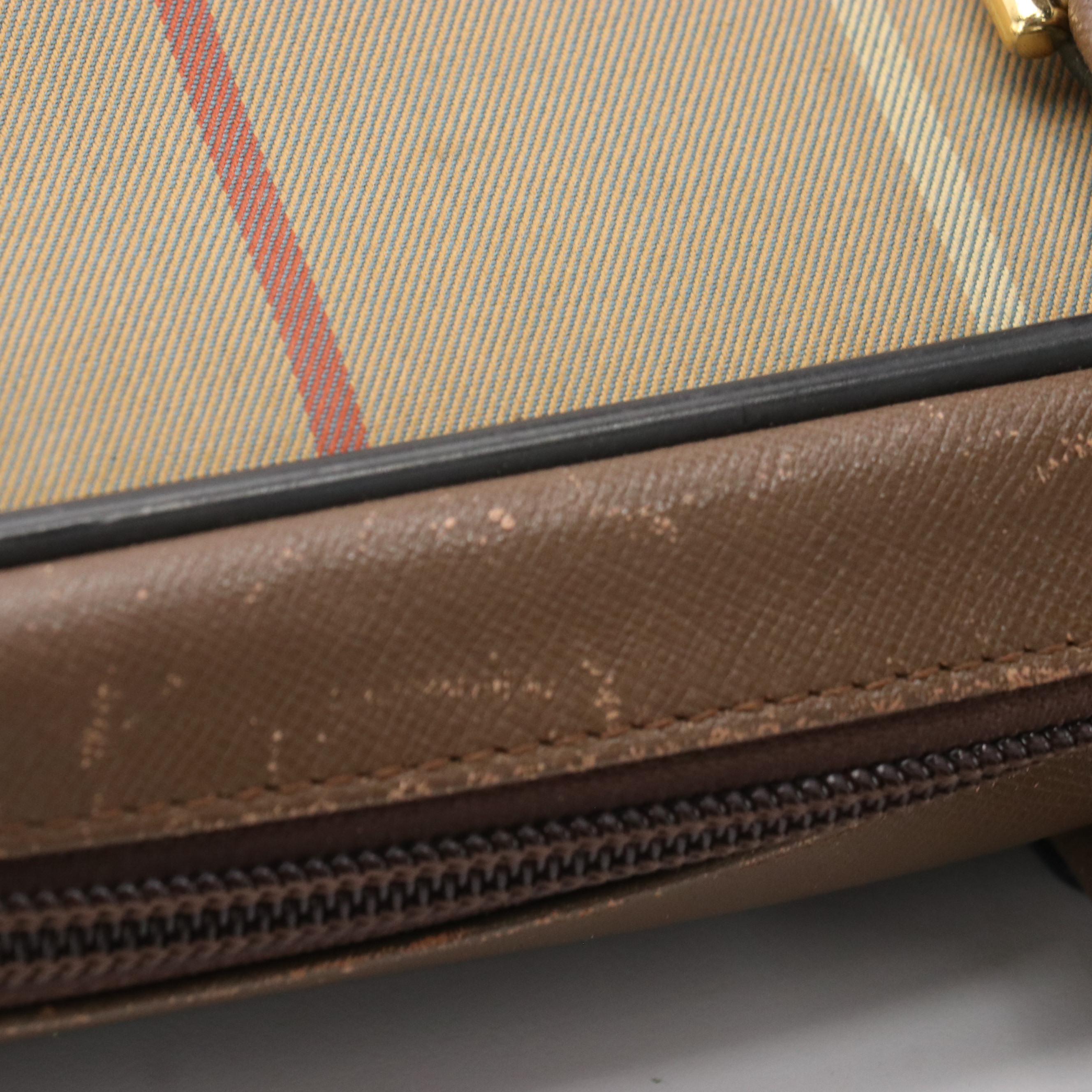 Burberrys Boston Duffle Bag in Windowpane Check Canvas and Leather