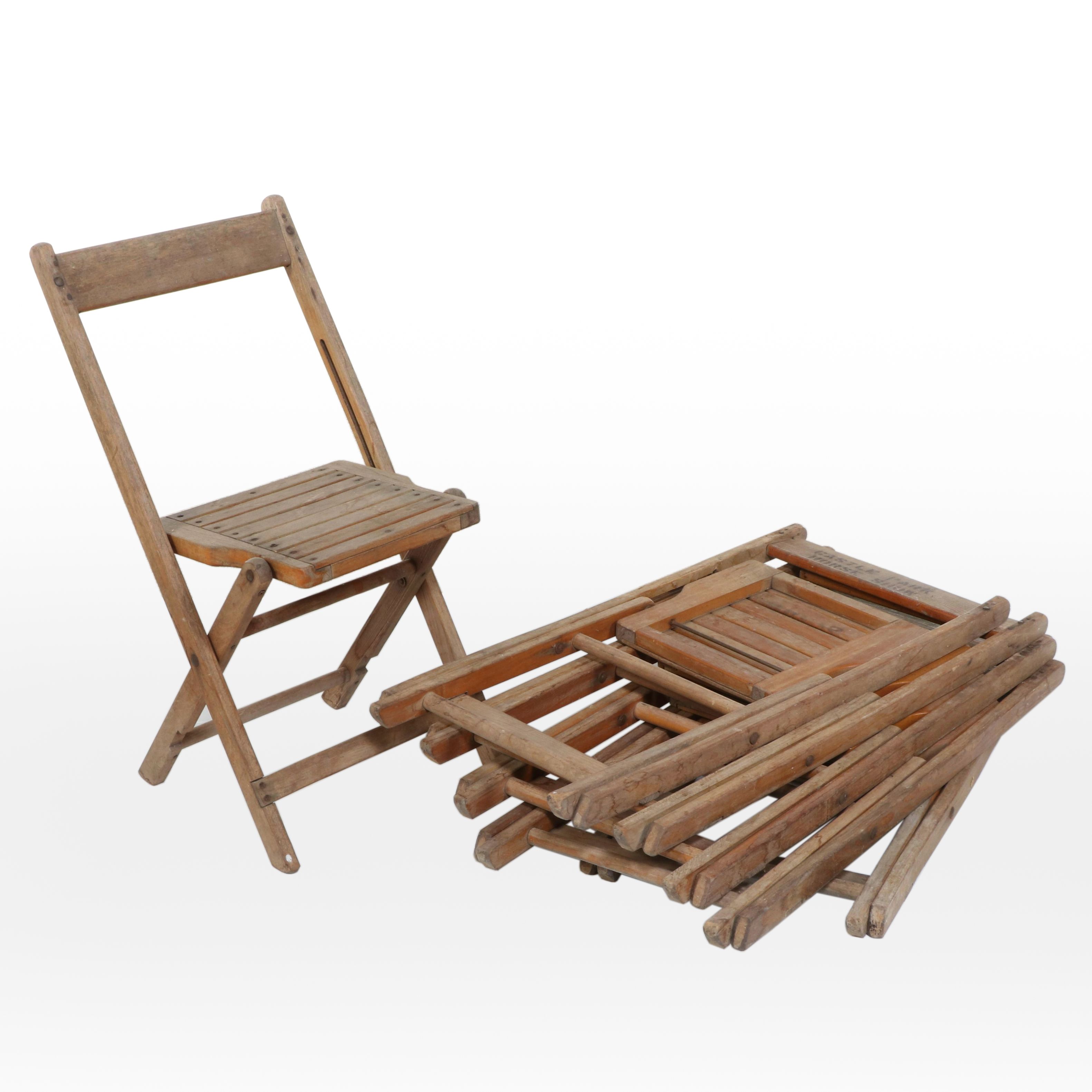 Castle Park Horse Show Wooden Folding Chairs, Early to Mid-20th Century