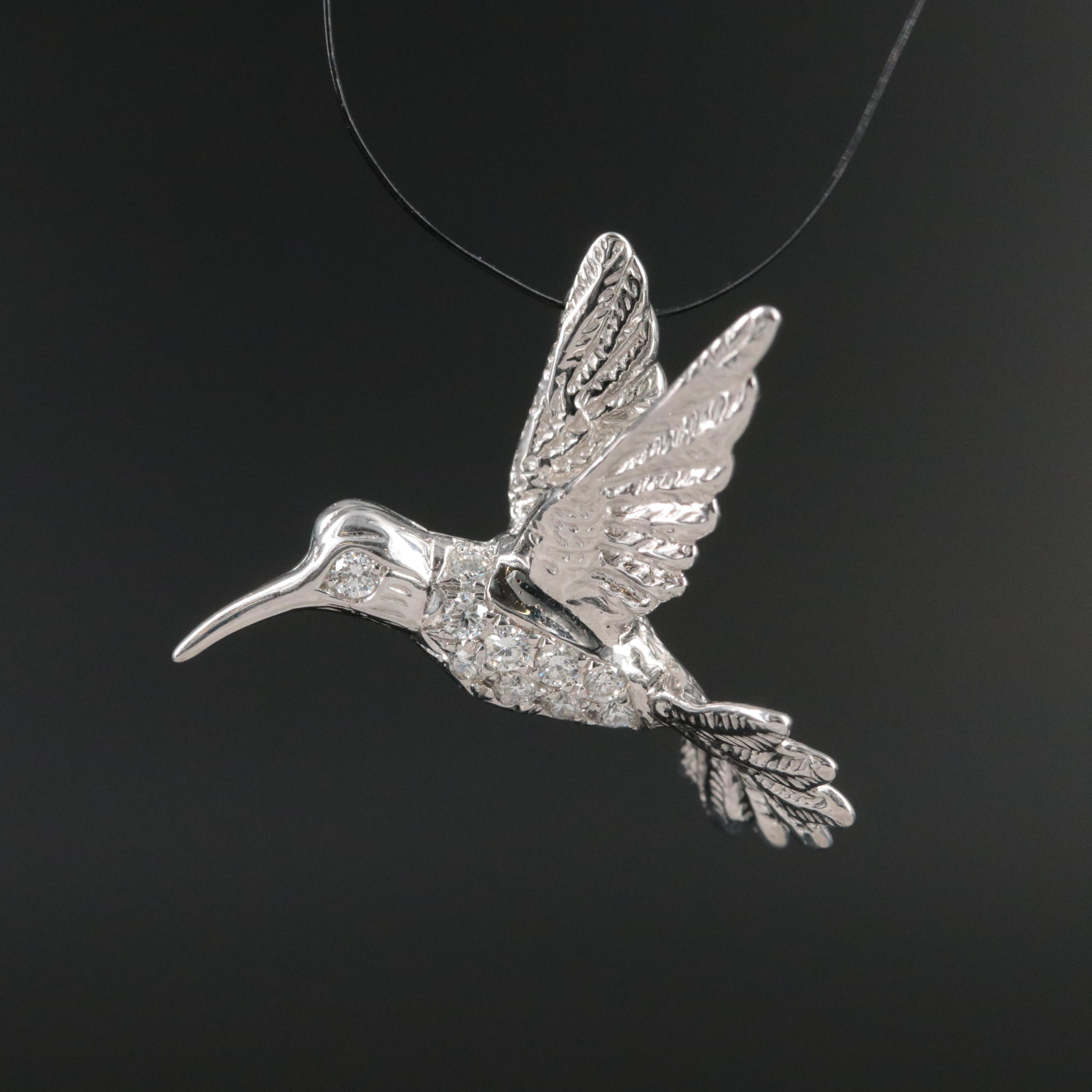 Roberto Coin Tiny Treasures 18K Diamond Hummingbird Pendant