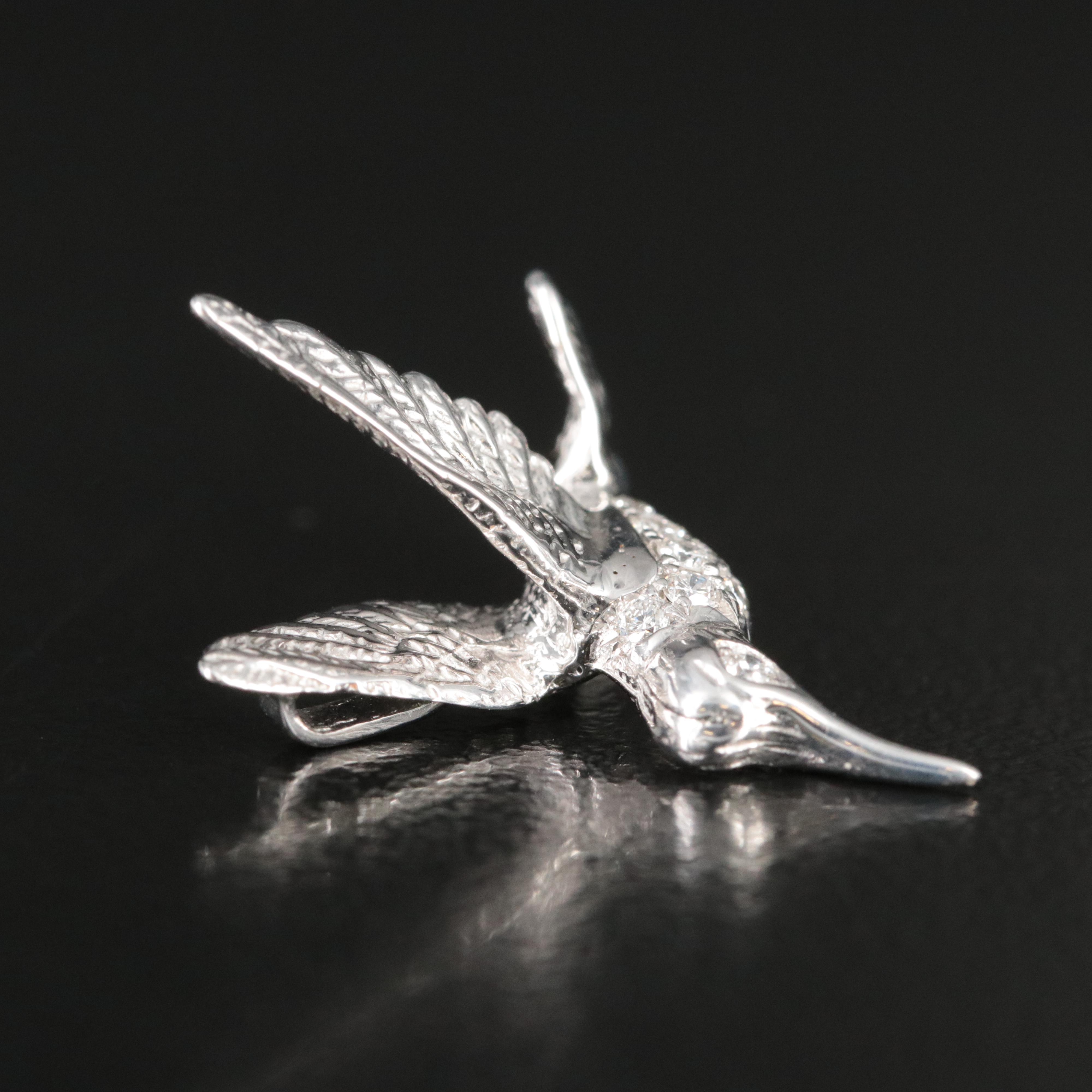 Roberto Coin Tiny Treasures 18K Diamond Hummingbird Pendant