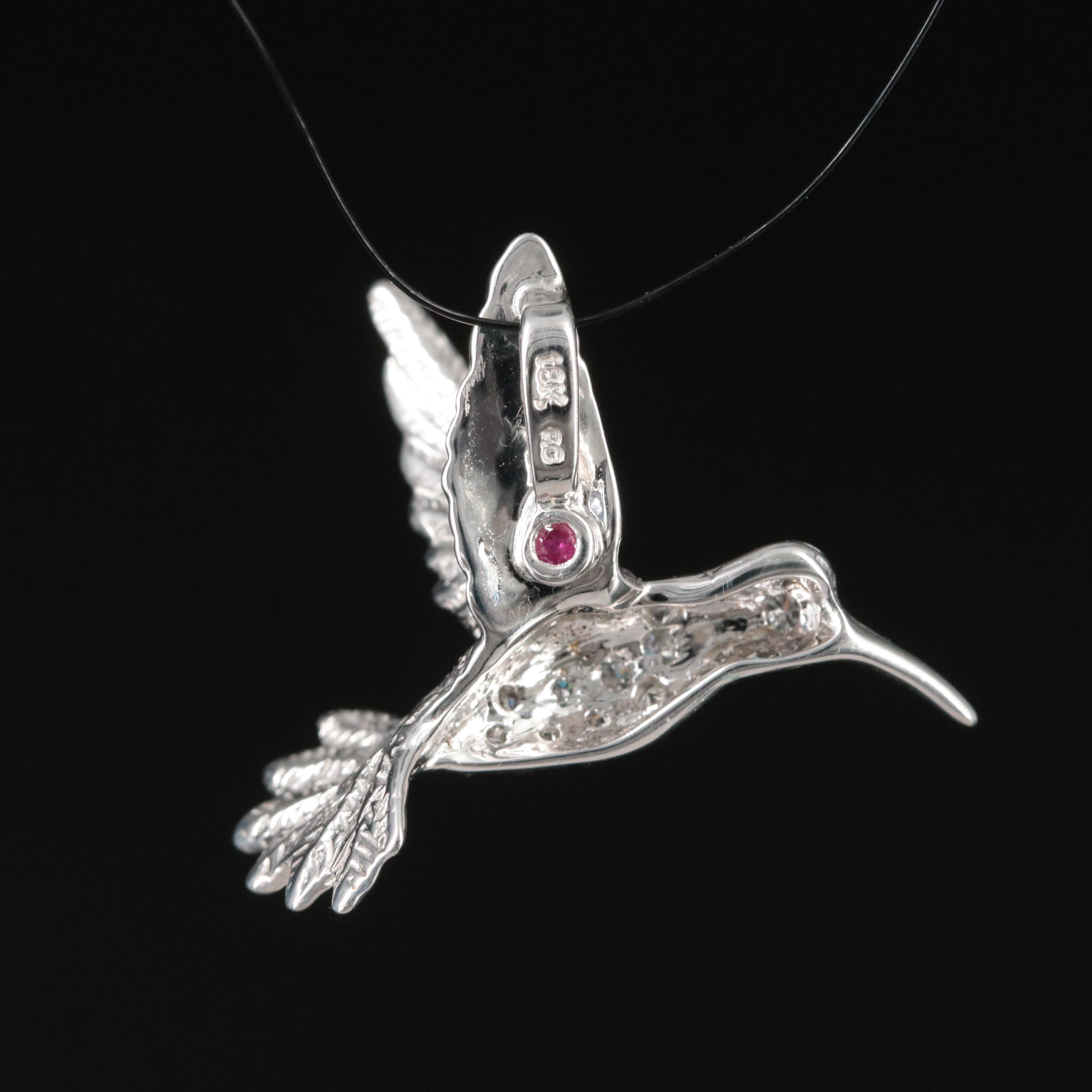 Roberto Coin Tiny Treasures 18K Diamond Hummingbird Pendant