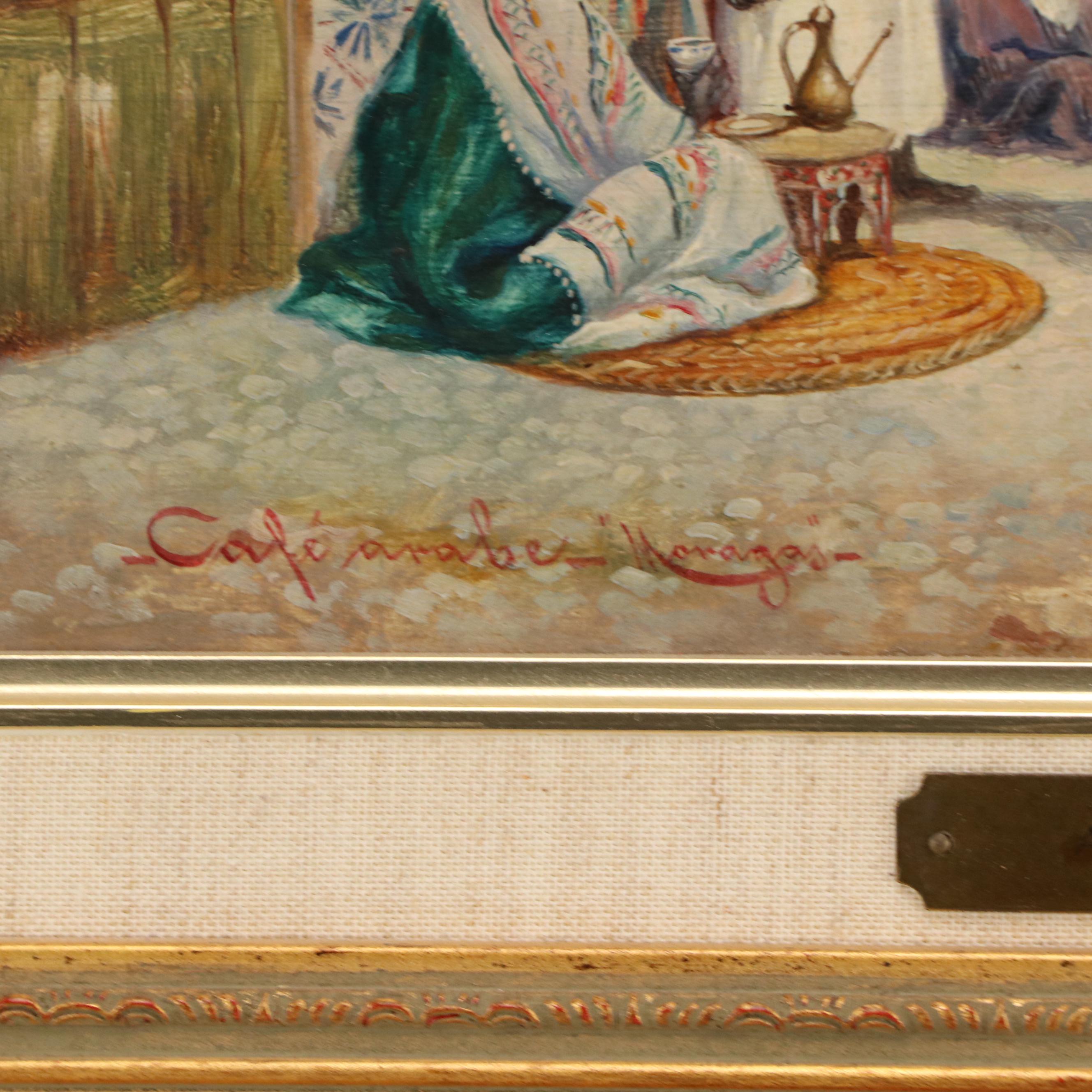 Emile Marin Orientalist Oil Painting of Open Market Scene