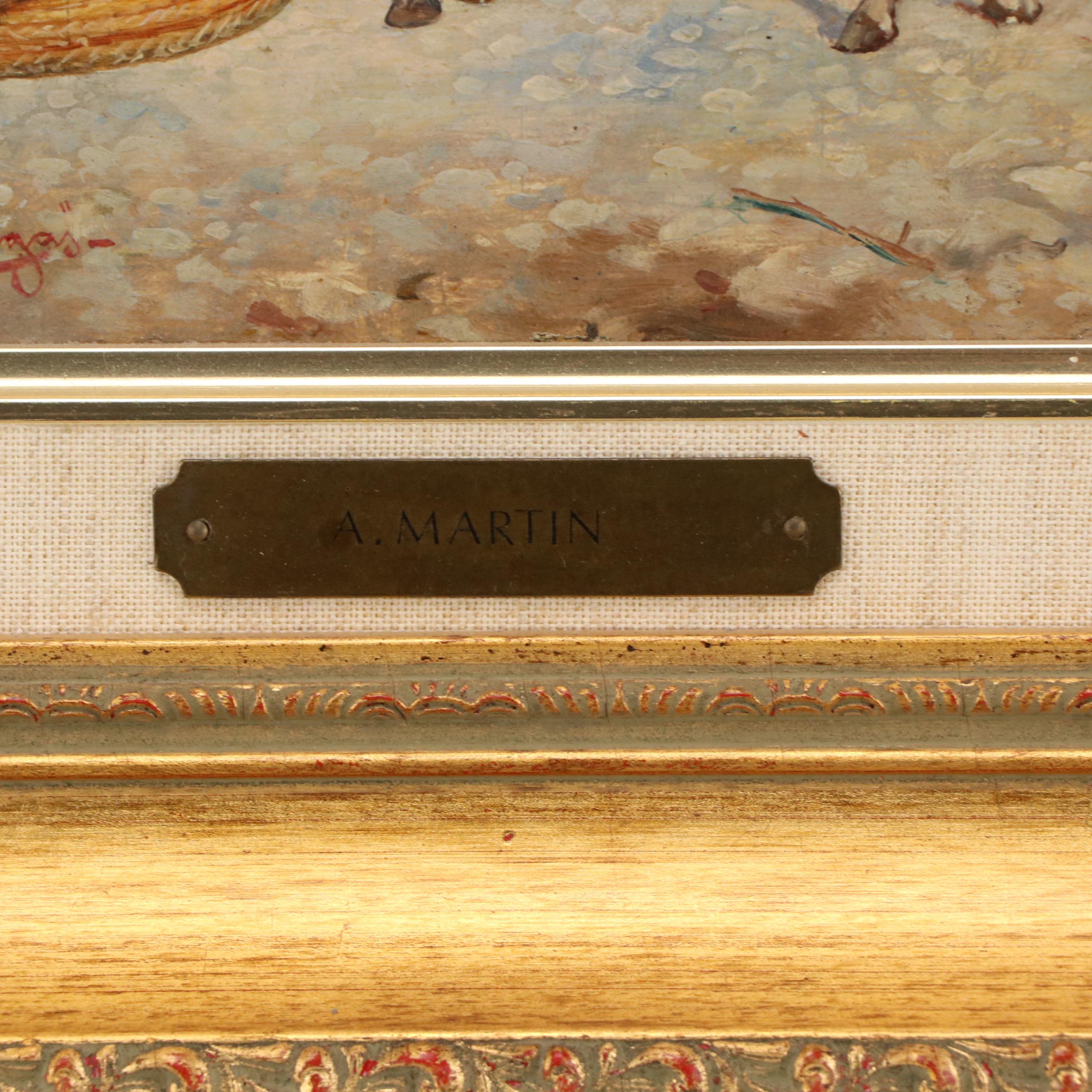 Emile Marin Orientalist Oil Painting of Open Market Scene