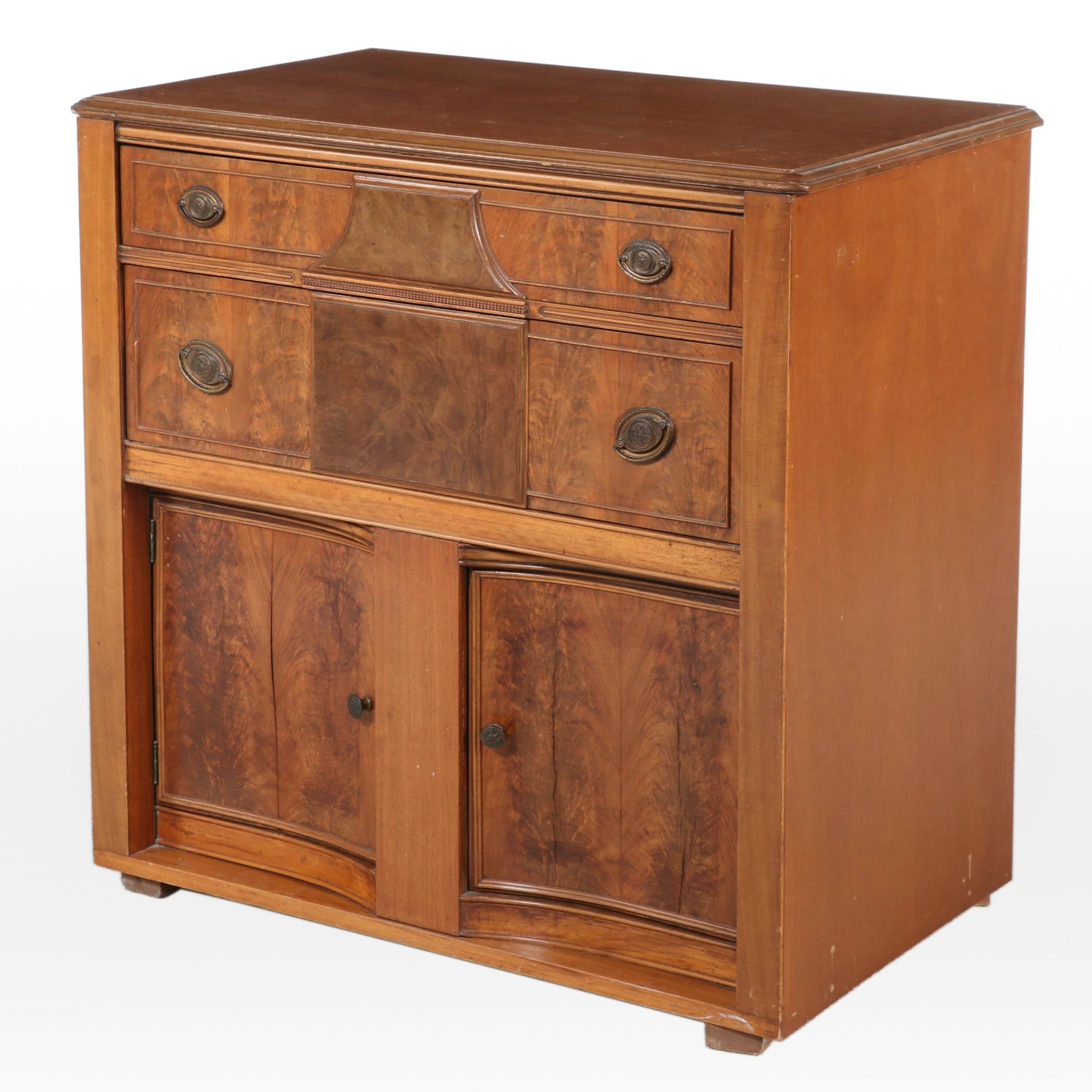 Brickwede Bros. Federal Style Figured Walnut and Burlwood Server